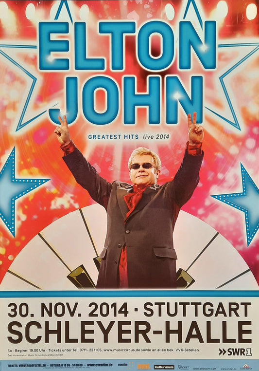 ELTON JOHN Original Concert Poster November 30, 2014 Stuttgart Germany