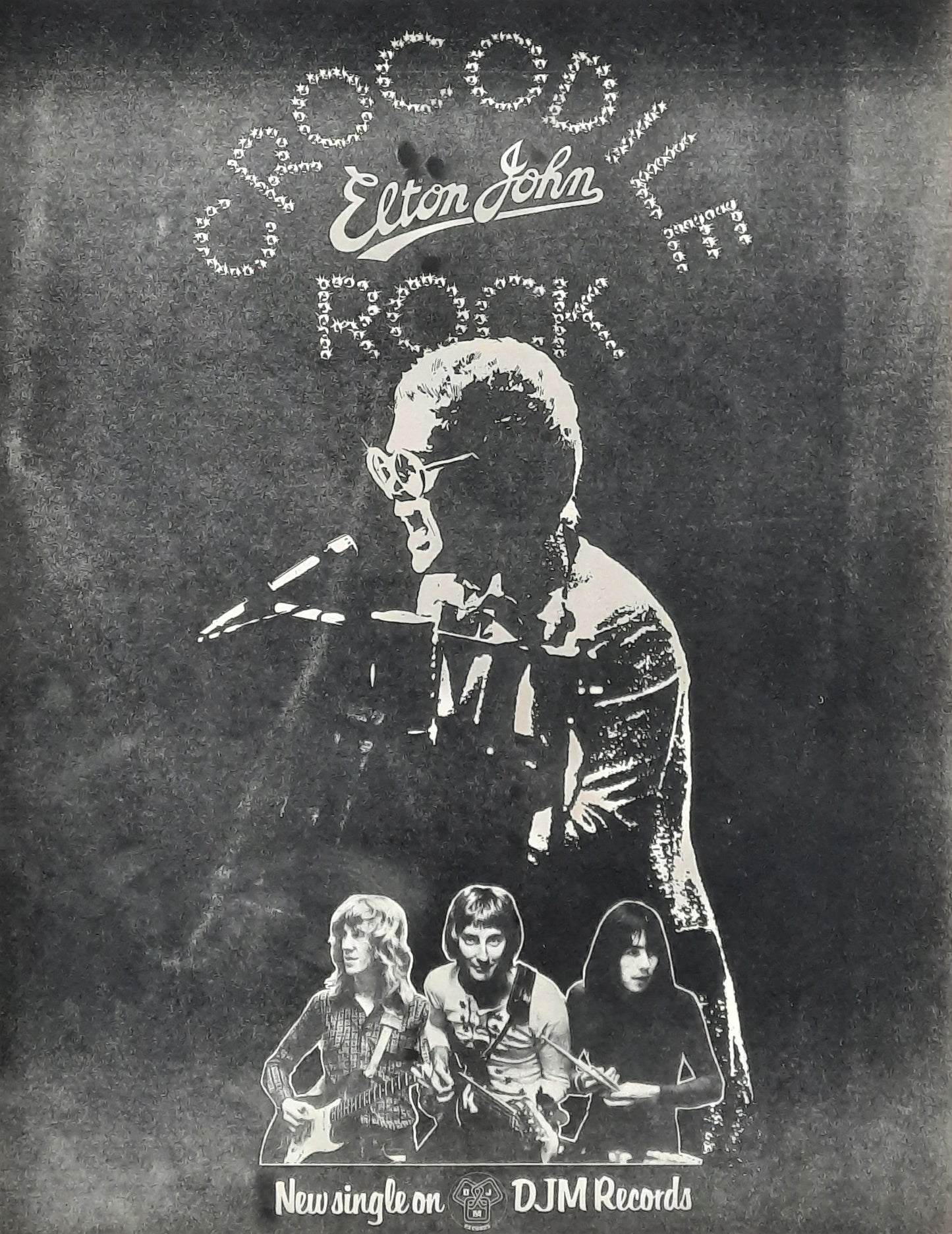 ELTON JOHN Original Press Ad/Poster - 1972 Single "Crocodile Rock"