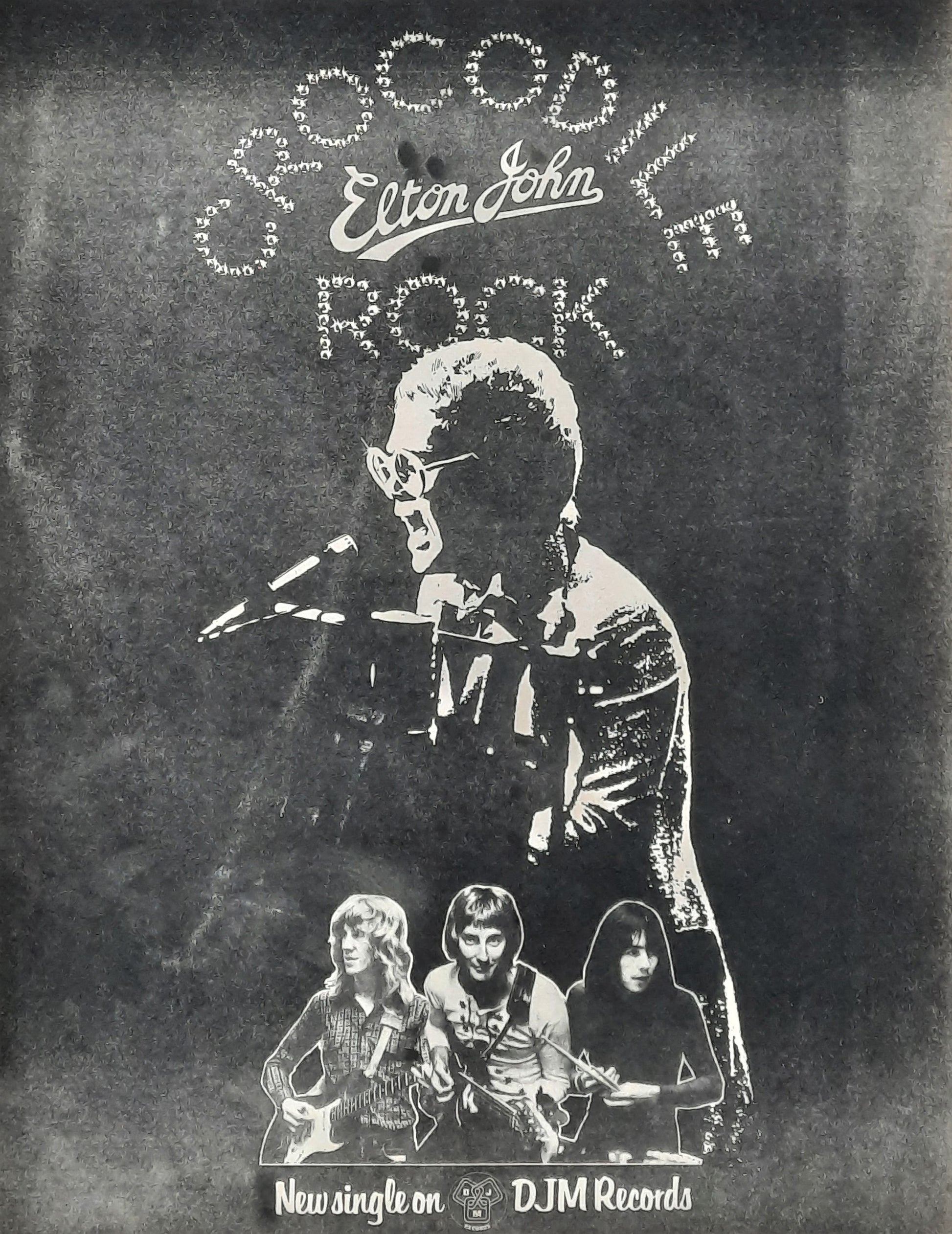 ELTON JOHN Original Press Ad/Poster - 1972 Single "Crocodile Rock"
