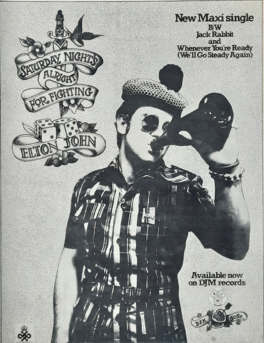 ELTON JOHN Original Press Ad/Poster - 1973 Single "Saturday Night's..."
