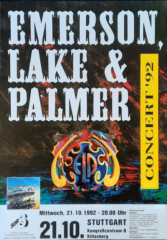 EMERSON LAKE & PALMER Original Concert Poster October 21, 1992 Stuttgart Germany