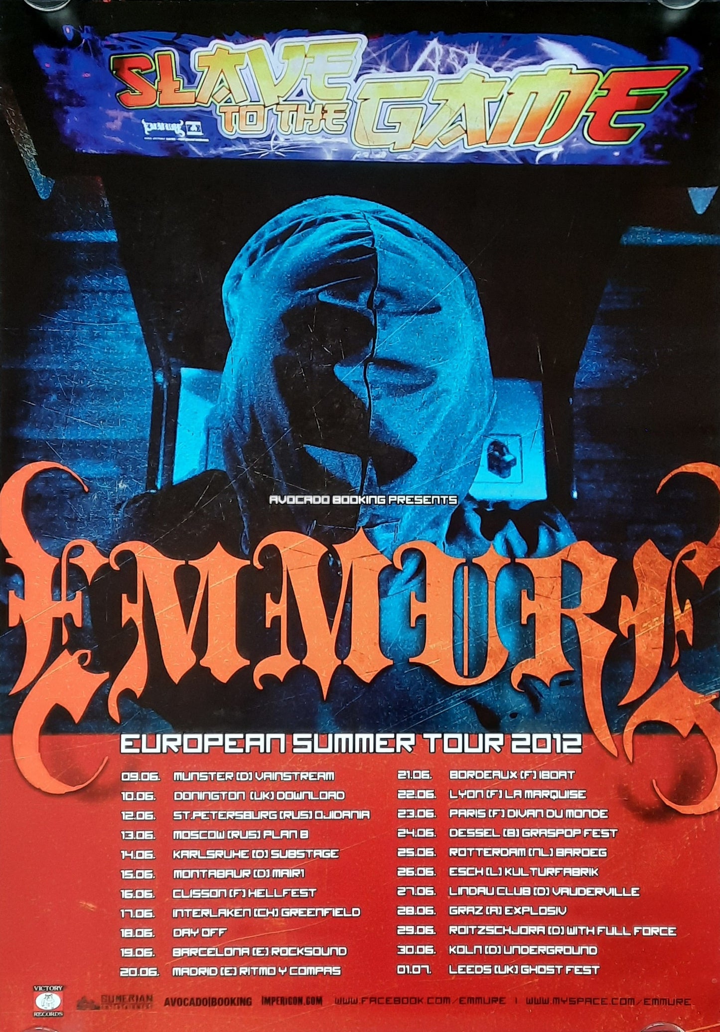 EMMURE Original Concert Poster 2012 European Tour
