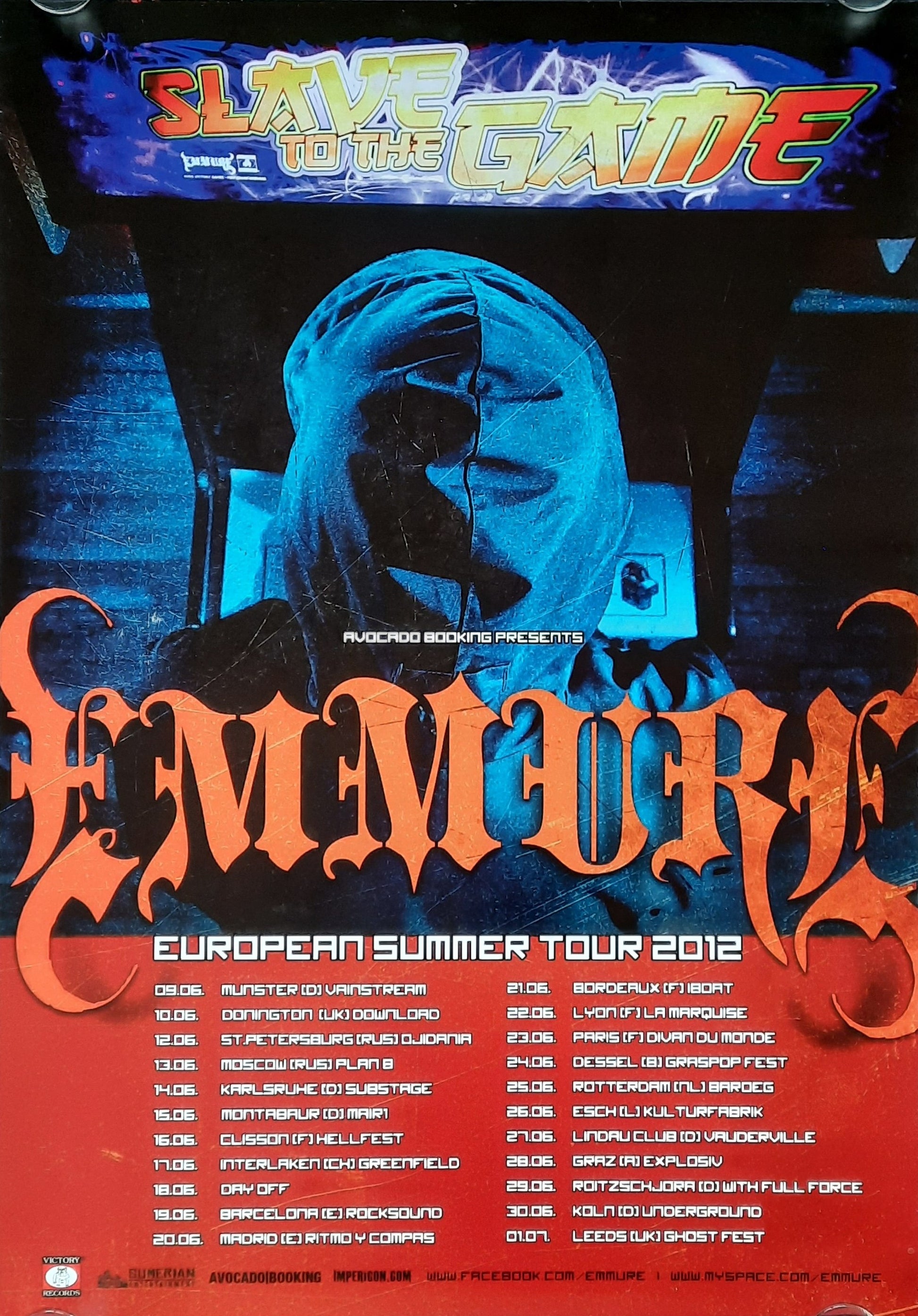 EMMURE Original Concert Poster 2012 European Tour
