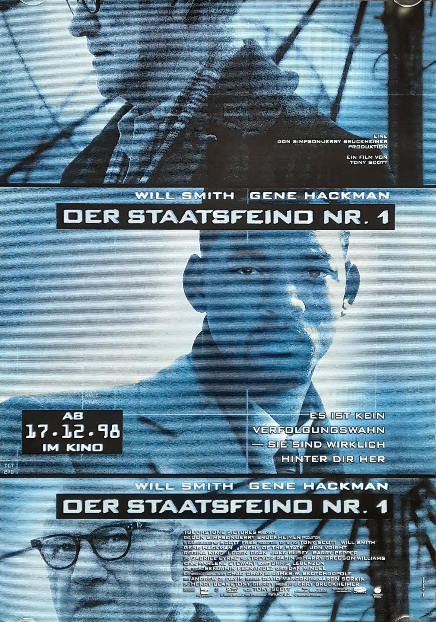 ENEMY OF STATE Original Movie Poster 1998 Smith Hackman German 1-Sheet ROLLED 1