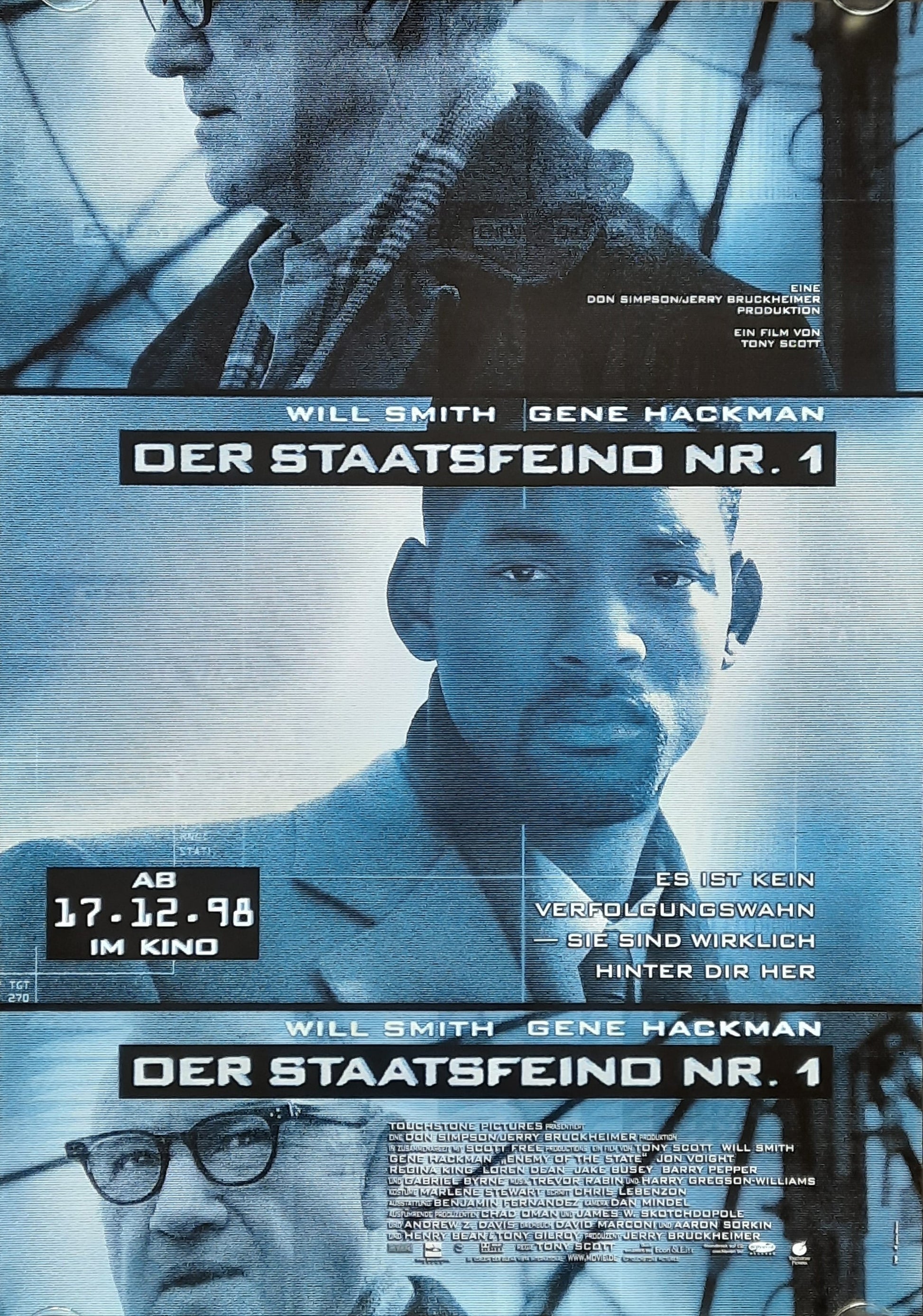 ENEMY OF STATE Original Movie Poster 1998 Smith Hackman German 1-Sheet ROLLED 1