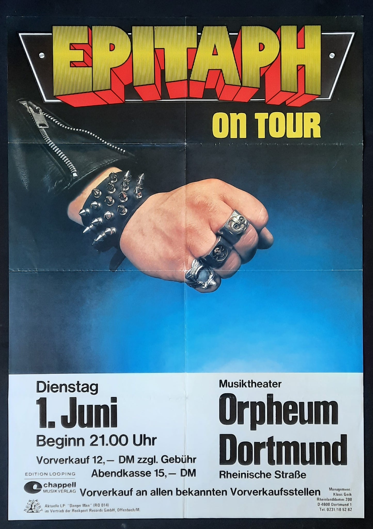 EPITAPH Original Concert Poster June 1, 1982 Dortmund Germany