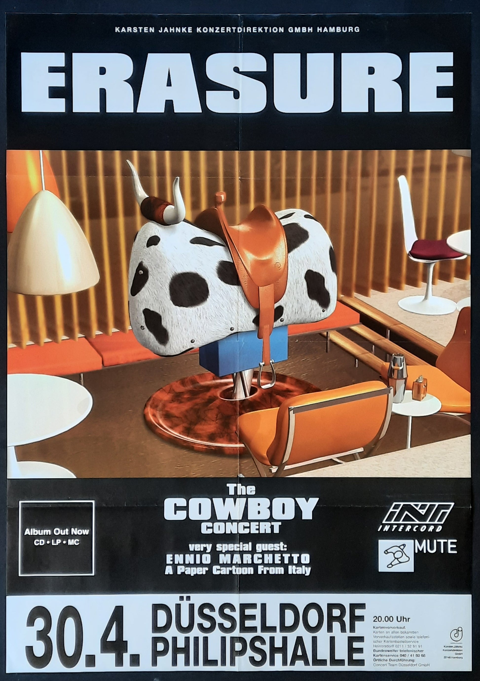 ERASURE Original Concert Poster April 30, 1997 Duesseldorf Germany