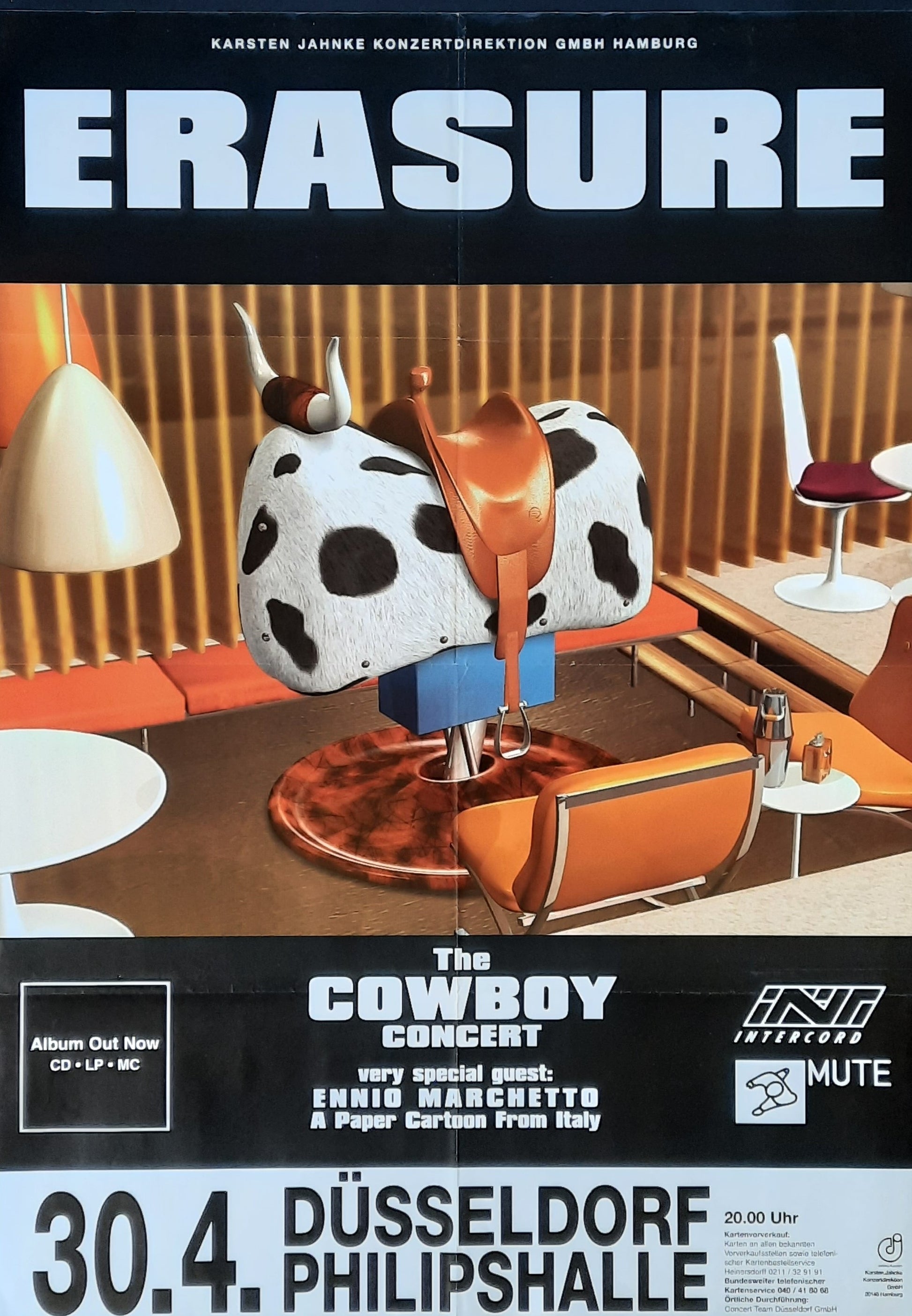 ERASURE Original Concert Poster April 30, 1997 Duesseldorf Germany