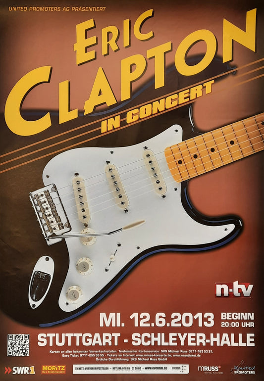ERIC CLAPTON Original Concert Poster June 12, 2013 Stuttgart Germany