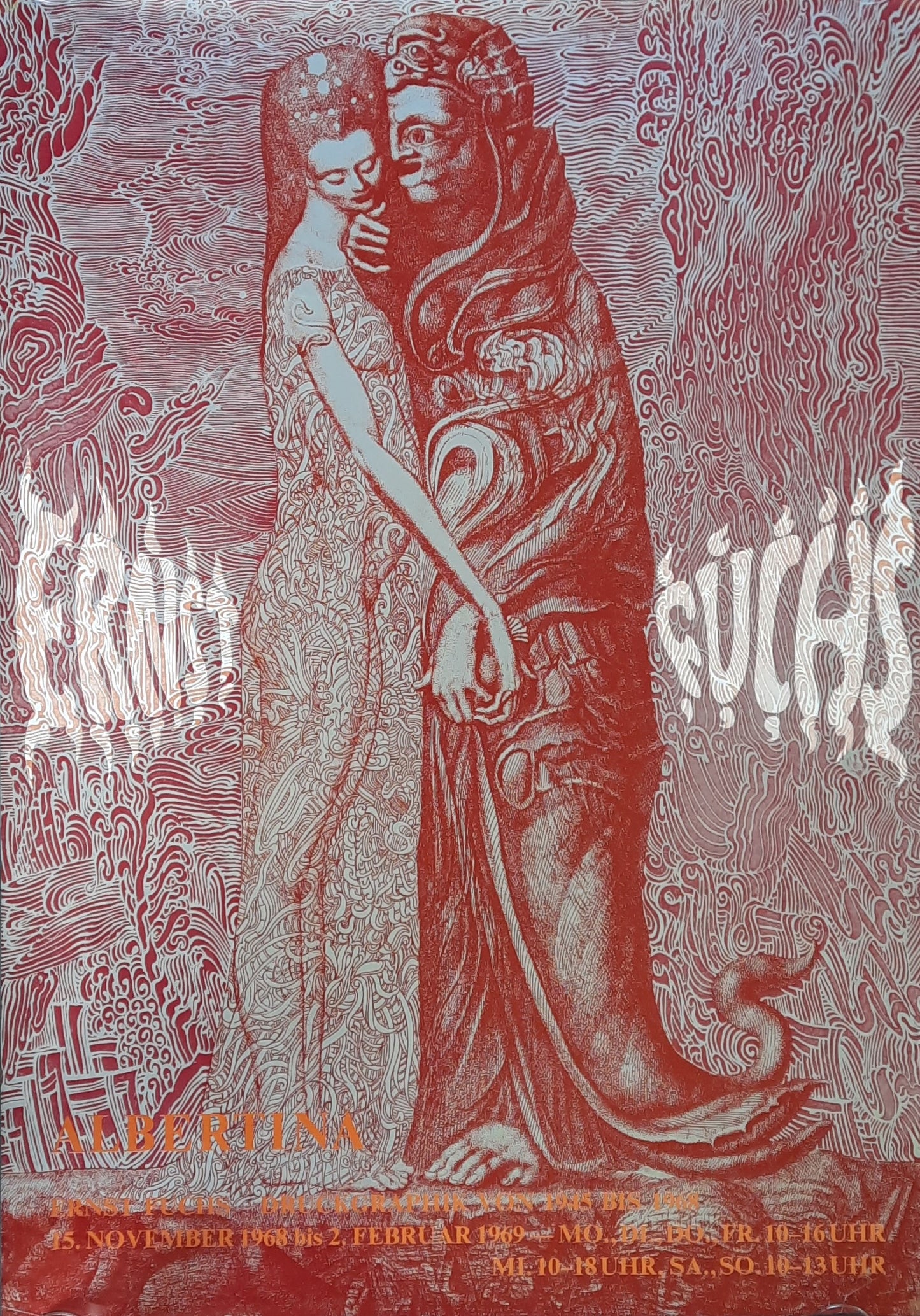 ST FUCHS Original Exhibition Poster 1969 Albertina Vienna Austria "DELIA MIT DEM DAGON"