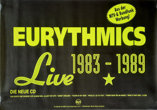 EURYTHMICS Original Promotion Poster - 1990 Album "Live 1983 - 1989"