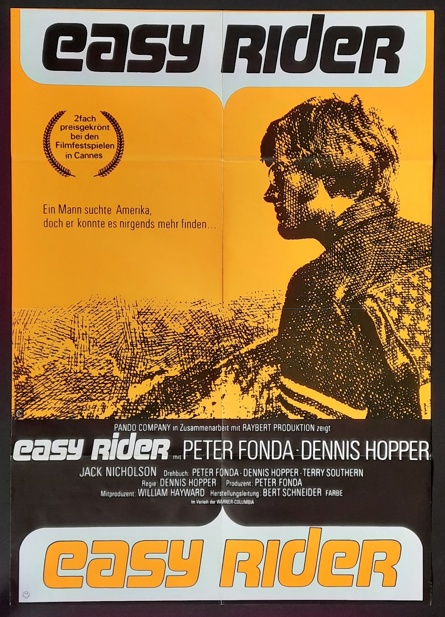 EASY RIDER 1969 Peter Fonda Dennis Hopper Jack Nicholson German 1-Sheet Movie Poster