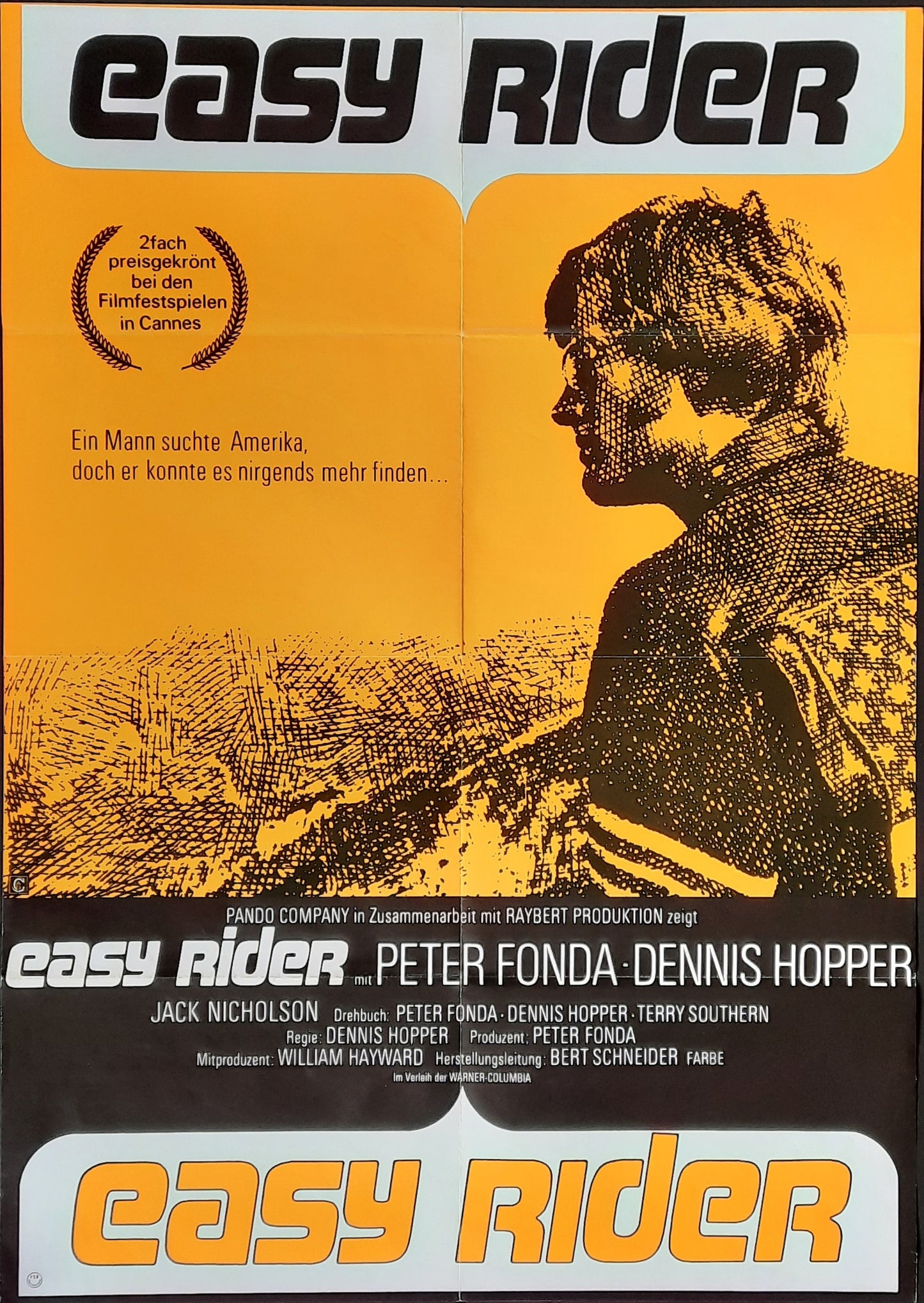 EASY RIDER 1969 Peter Fonda Dennis Hopper Jack Nicholson German 1-Sheet Movie Poster