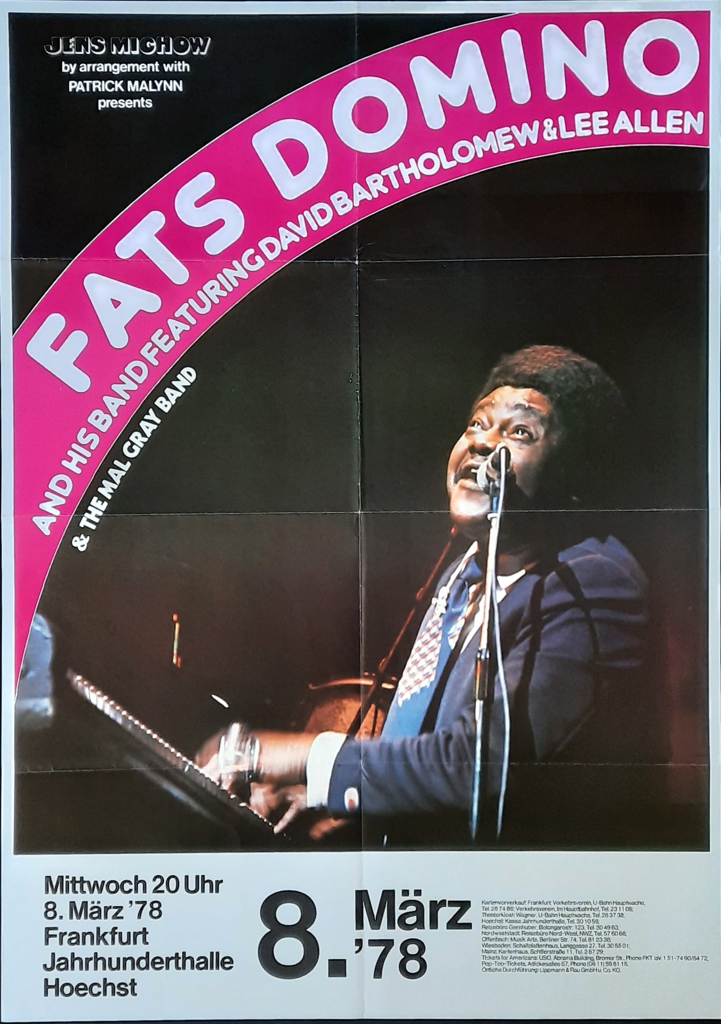 FATS DOMINO Original Concert Poster March 8, 1978 Frankfurt Germany 1