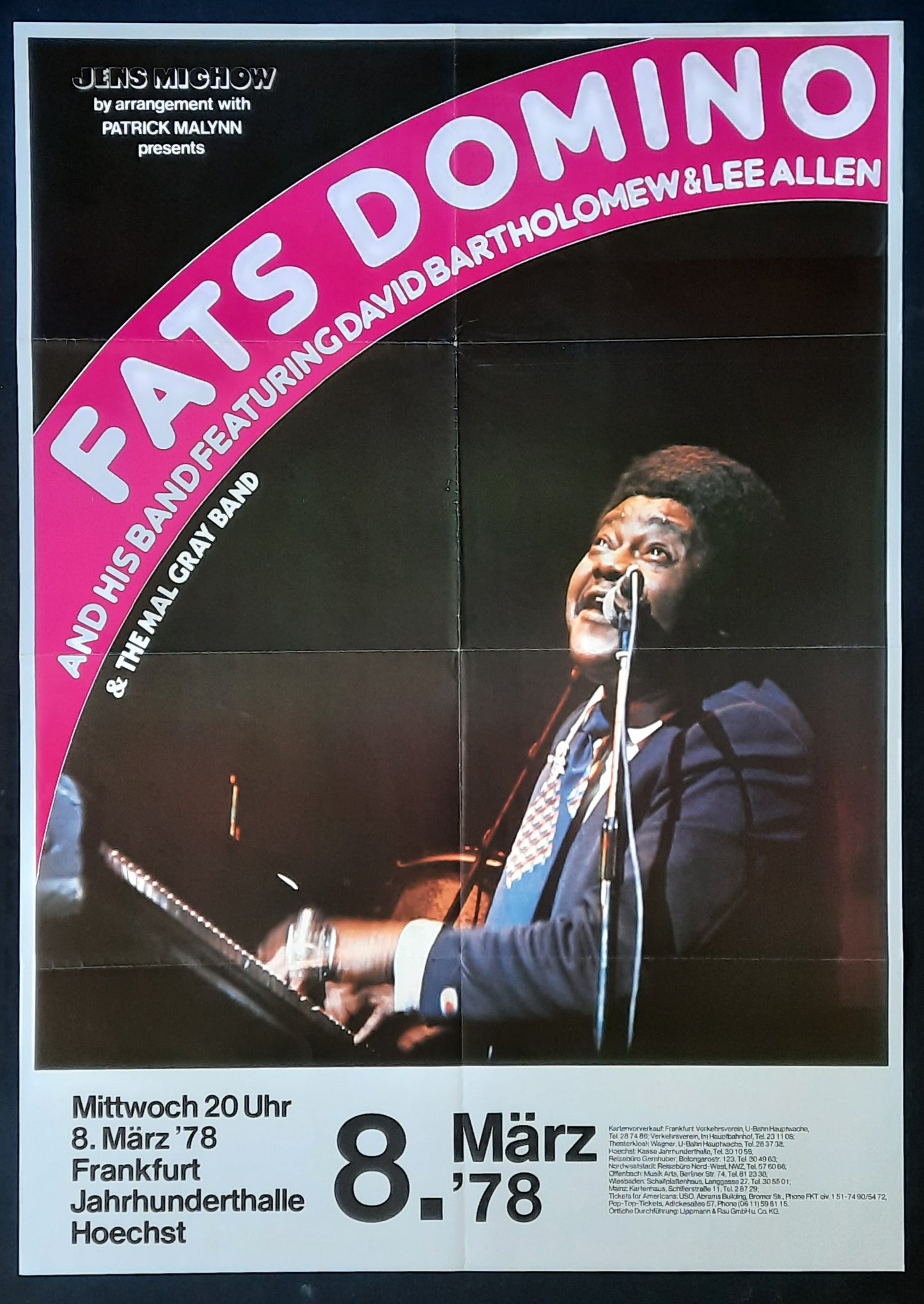FATS DOMINO Original Concert Poster March 8, 1978 Frankfurt Germany 1