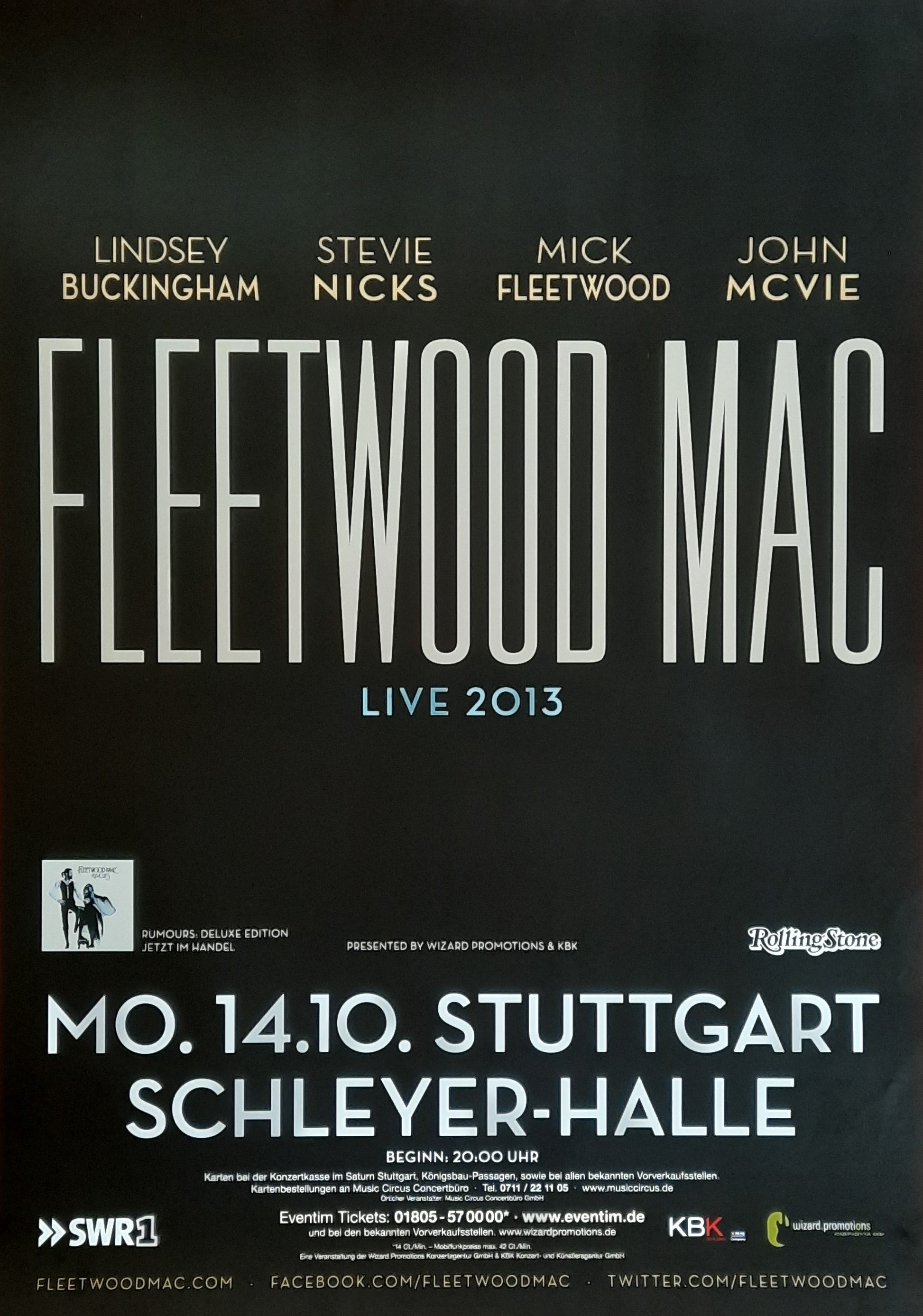 FLEETWOOD MAC Original Concert Poster October 14, 2013 Stuttgart Germany