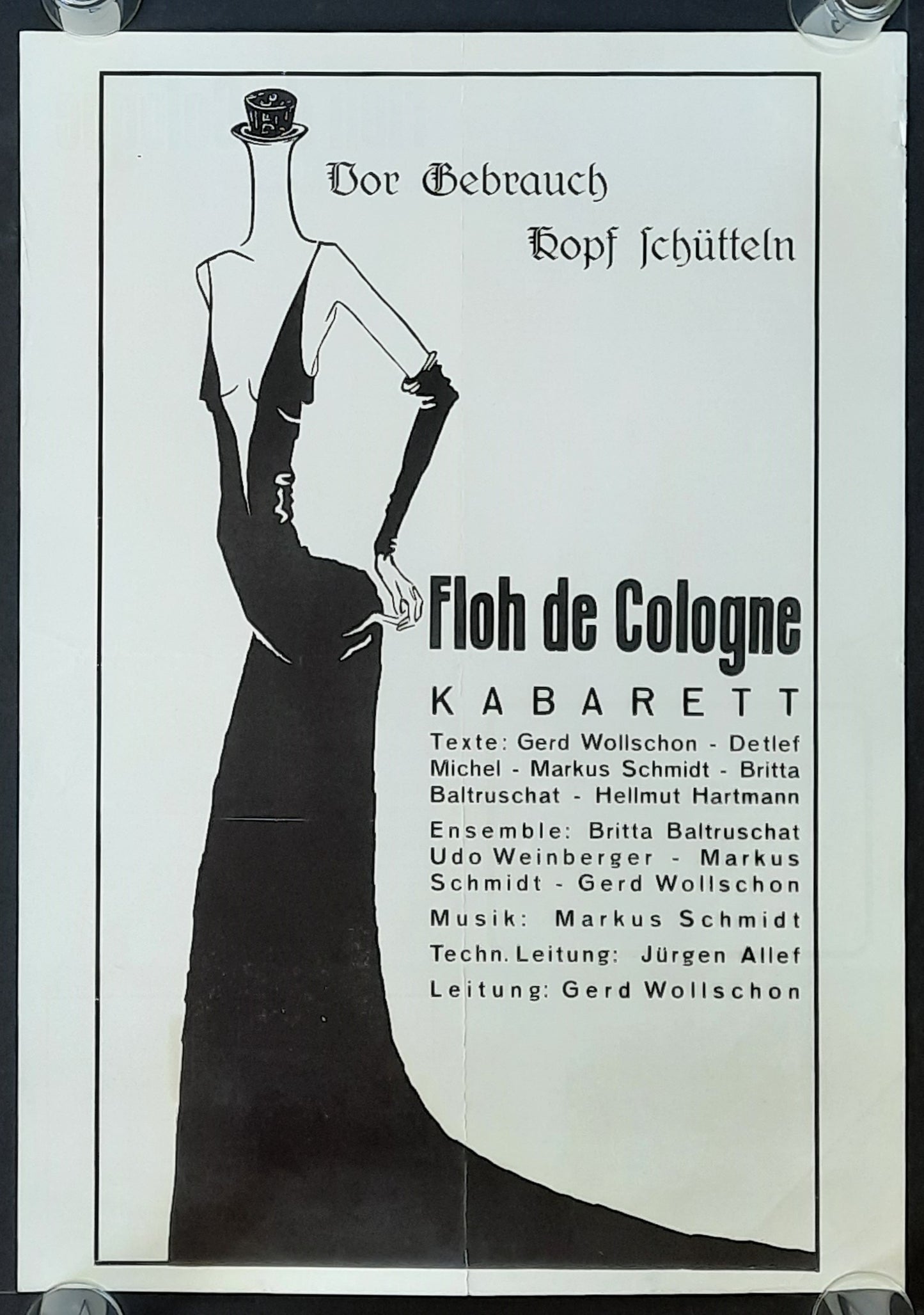 FLOH DE COLOGNE Original Concert Poster 1966 Germany VOR GEBRAUCH KOPF SCHÜTTELN A2