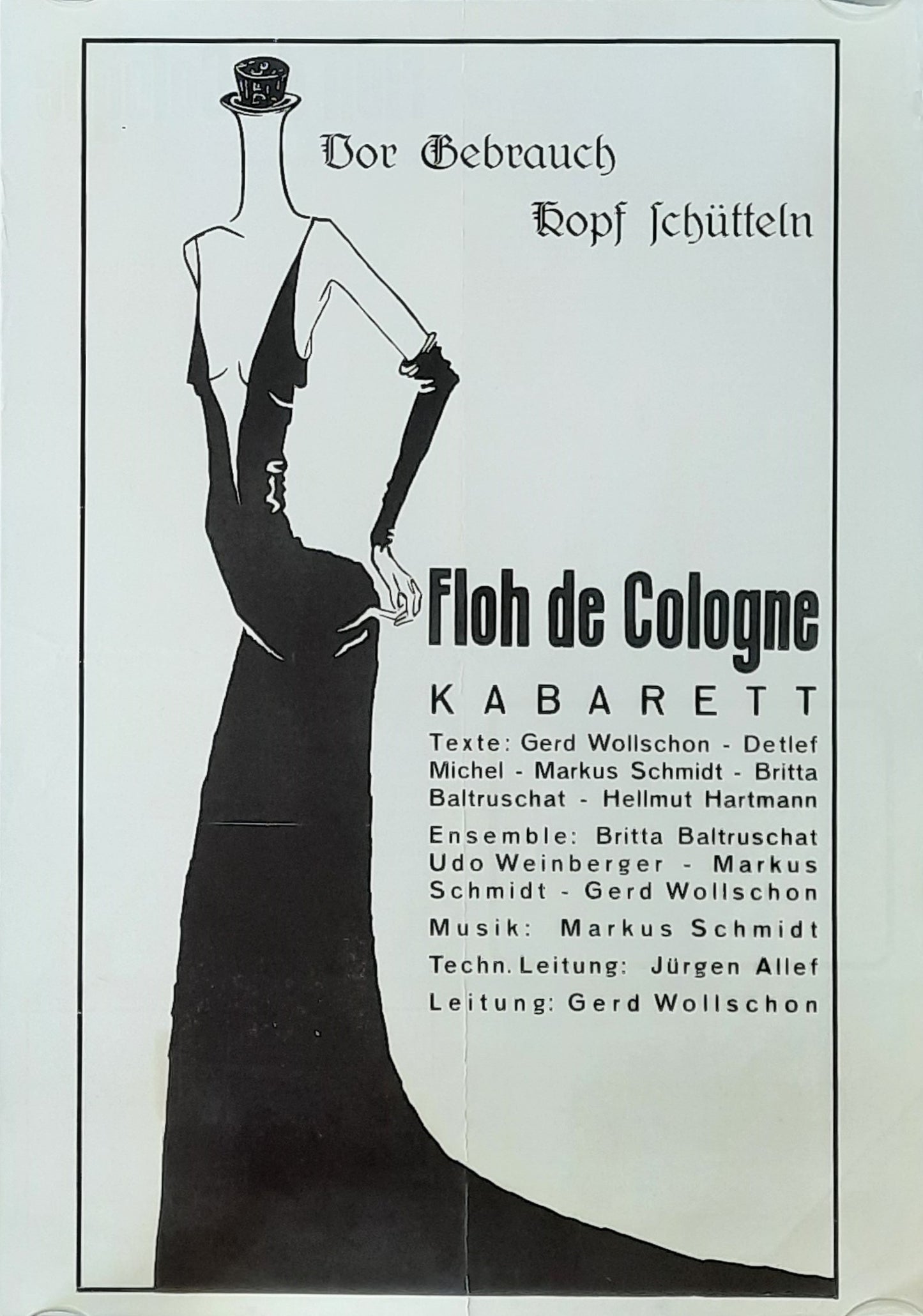 FLOH DE COLOGNE Original Concert Poster 1966 Germany VOR GEBRAUCH KOPF SCHÜTTELN A2