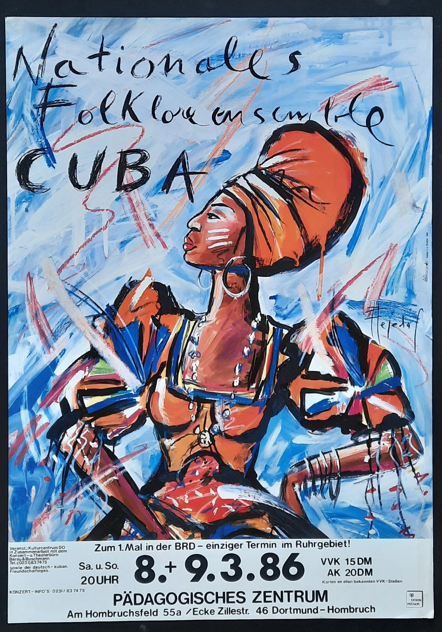 FOLKLORE ESEMBLE CUBA Original Show Poster 1986 Dortmund Germany