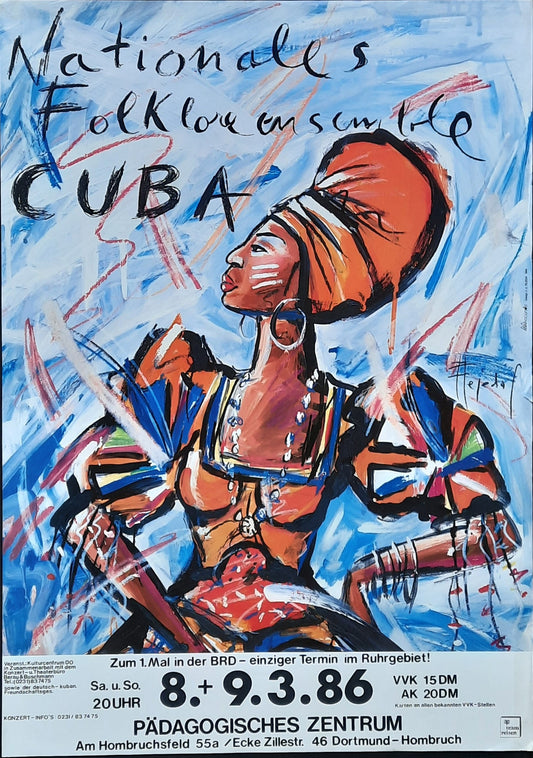 FOLKLORE ESEMBLE CUBA Original Show Poster 1986 Dortmund Germany 1