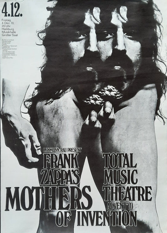 FRANK ZAPPA Original Concert Poster December 4, 1970 Hamburg Germany by G. KIESER signed!