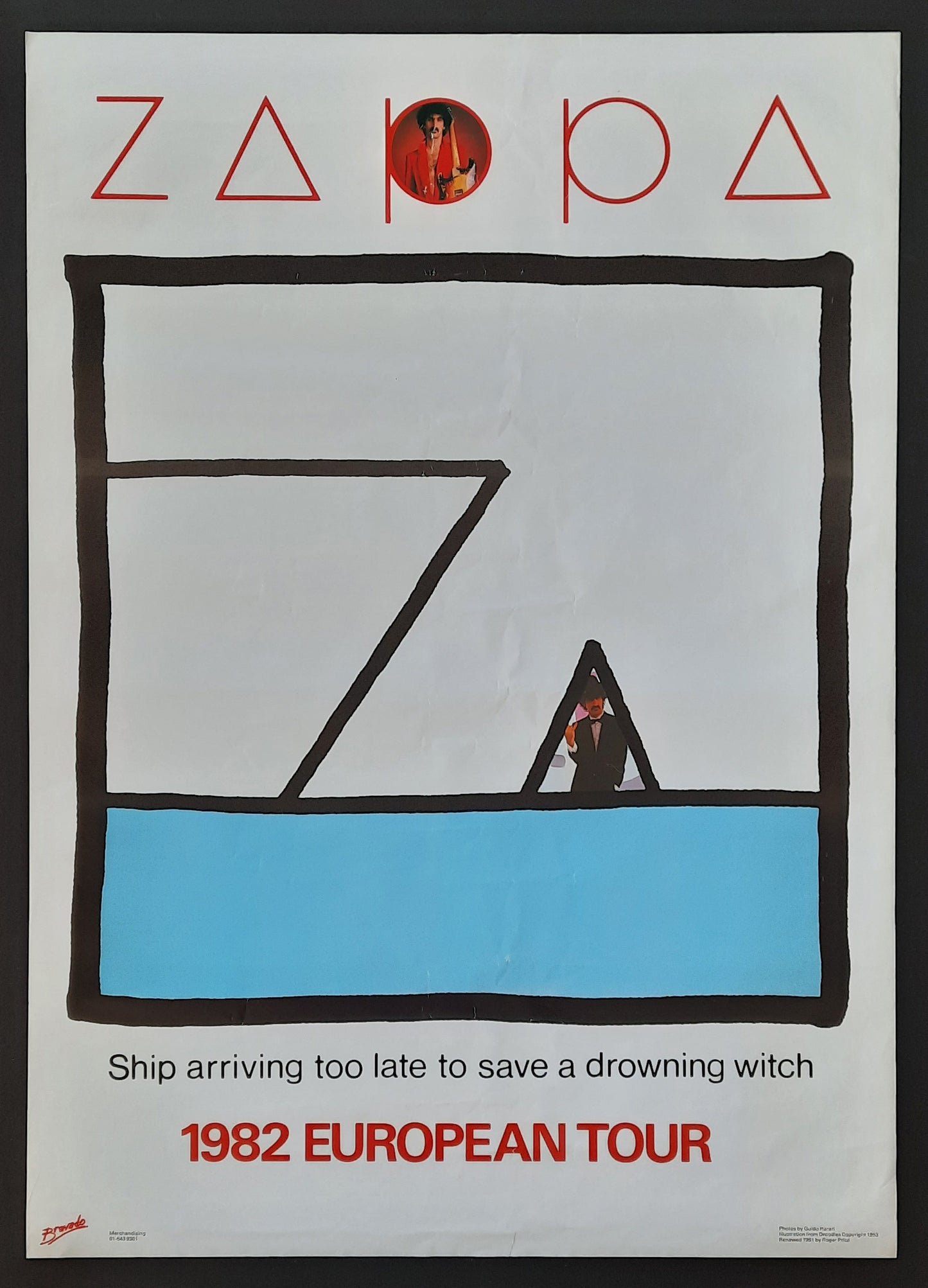 FRANK ZAPPA Original Concert Tour Poster 1982 European Tour