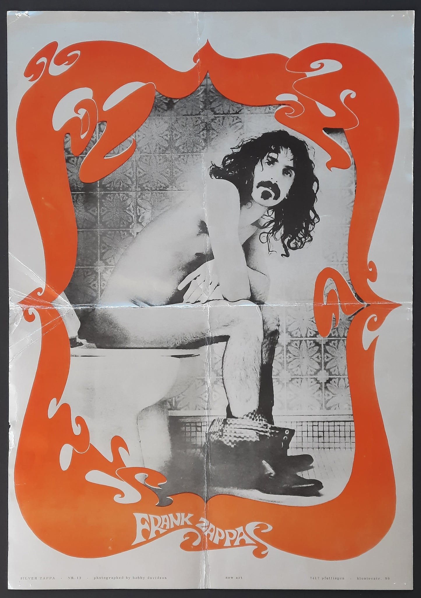 FRANK ZAPPA 1980 (1967) Original Promotion Poster Toilet Poster "Silver Zappa" 1
