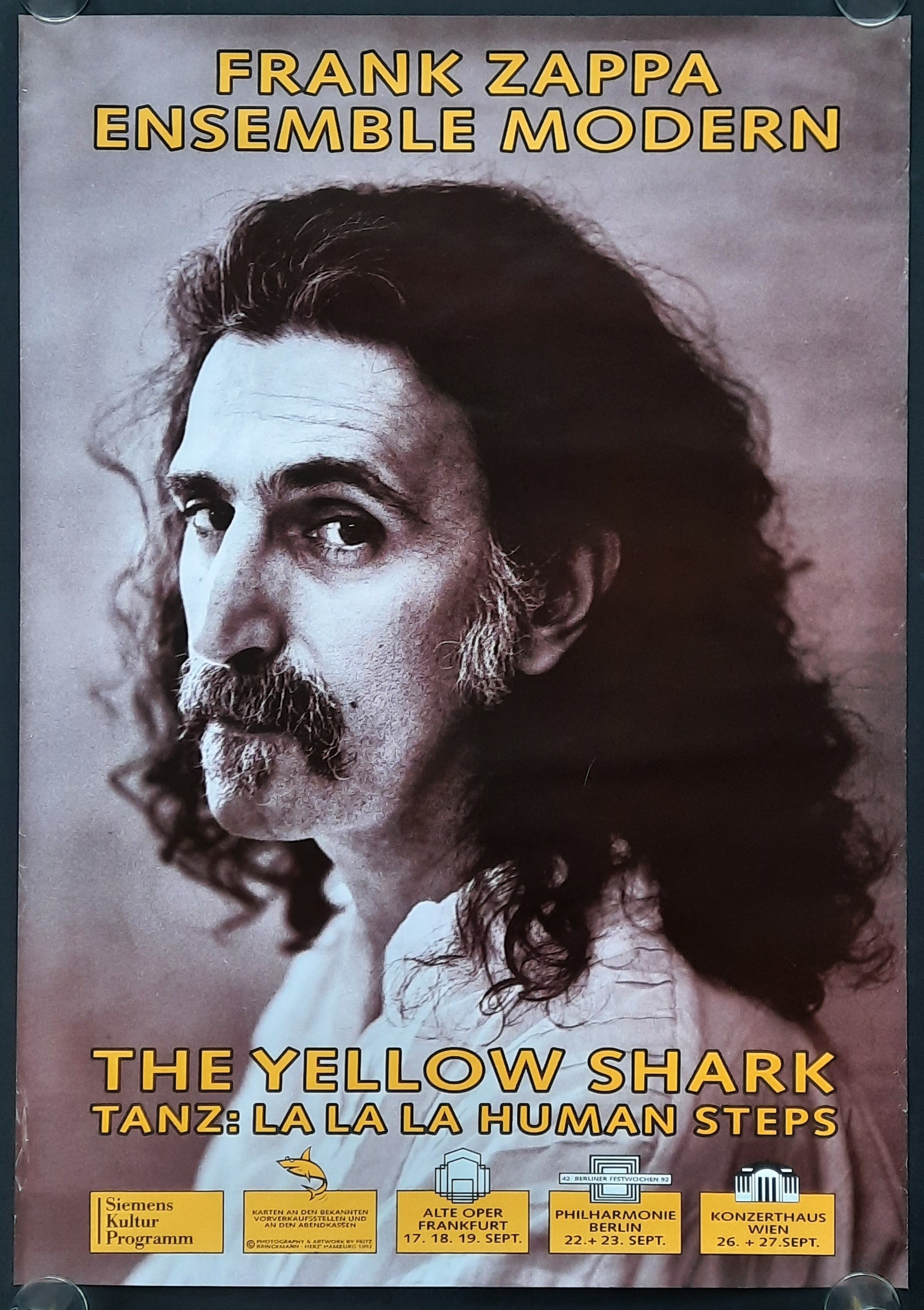 FRANK ZAPPA Original Concert Poster 1992 "The Yellow Shark" Vienna Frankfurt Berlin 1