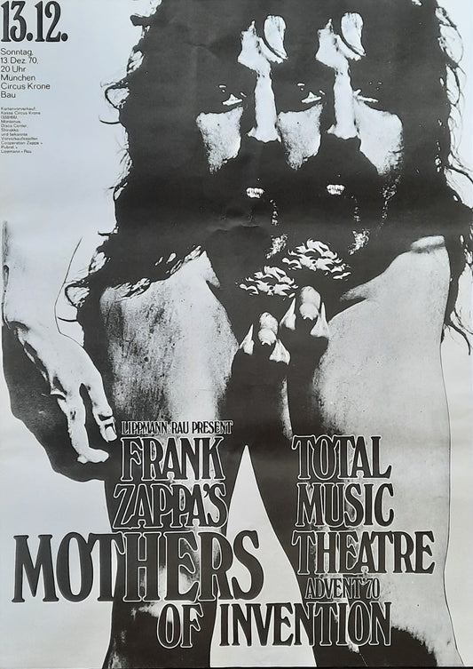FRANK ZAPPA Original Concert Poster December 13, 1970 Munich Germany