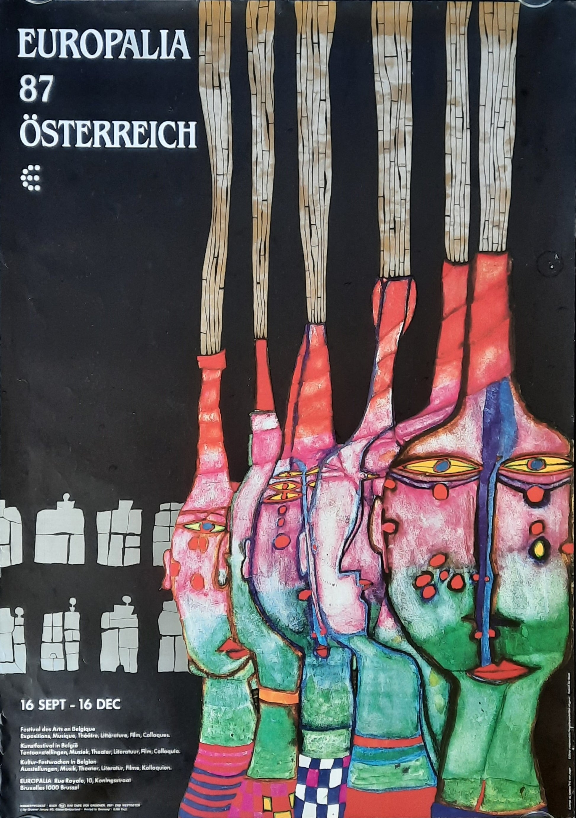 FRIEDENSREICH HUNDERTWASSER Original Festival Poster 1987 EUROPALIA Belgium 1