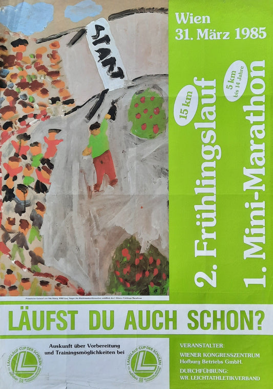 FRÜHLINGSLAUF WIEN - SPRING RUN Original Adverising Poster 1985 Vienna Austria 1