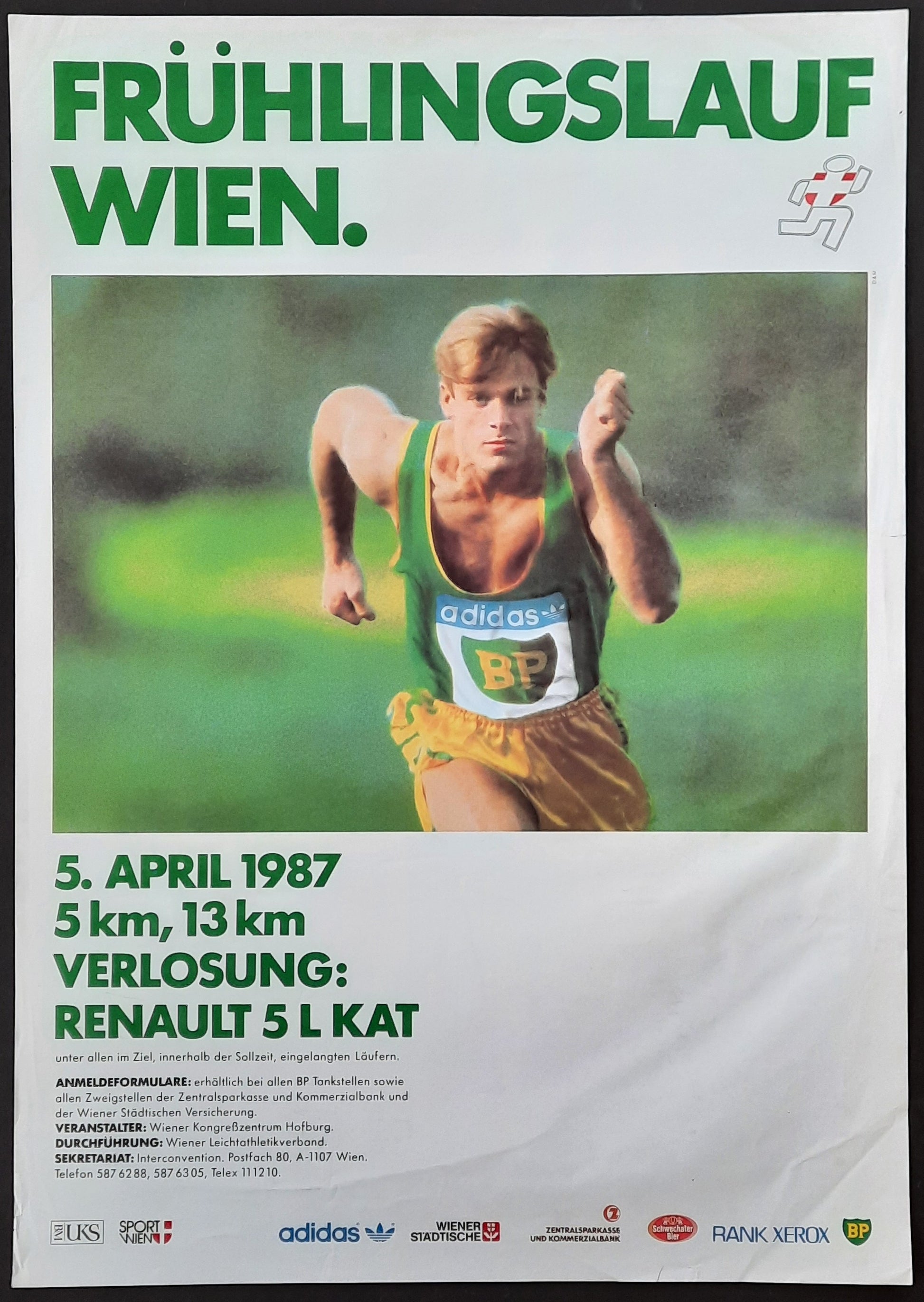 FRÜHLINGSLAUF WIEN - SPRING RUN Original Advertising Poster  1987 Vienna Austria 1