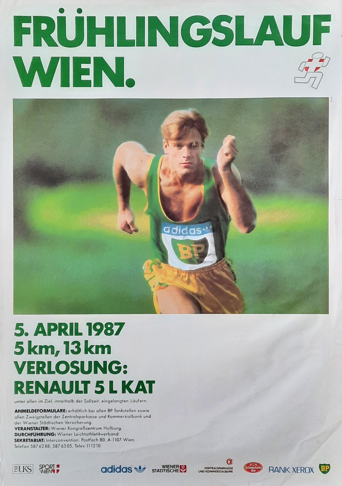 FRÜHLINGSLAUF WIEN - SPRING RUN Original Advertising Poster  1987 Vienna Austria 1