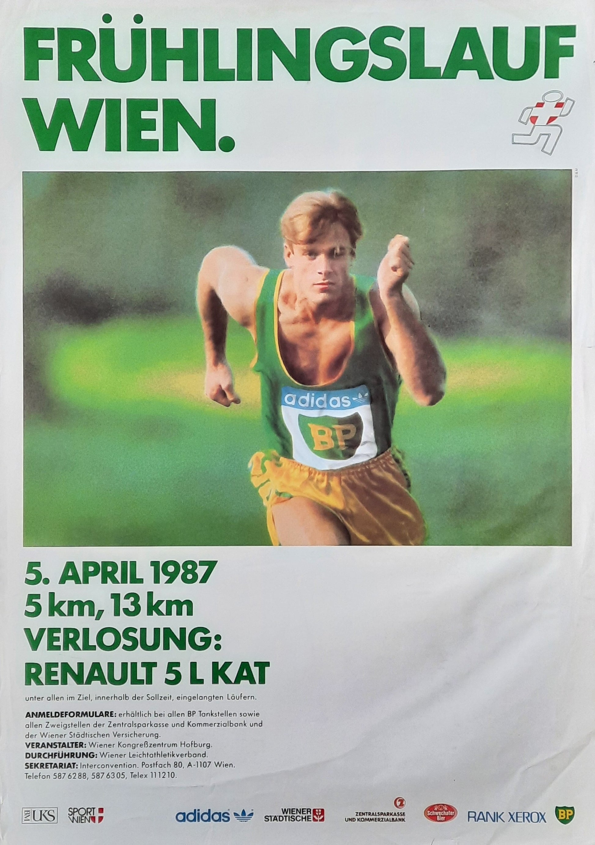 FRÜHLINGSLAUF WIEN - SPRING RUN Original Advertising Poster  1987 Vienna Austria 1