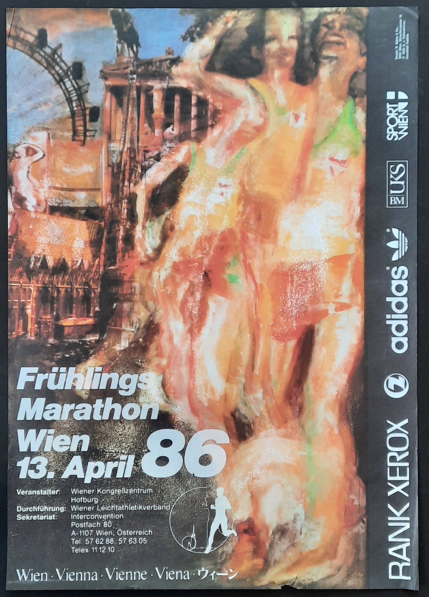 FRÜHLINGS MARATHON - SPRING MARATHON Original Advertising Poster 1986 Vienna Austria 1