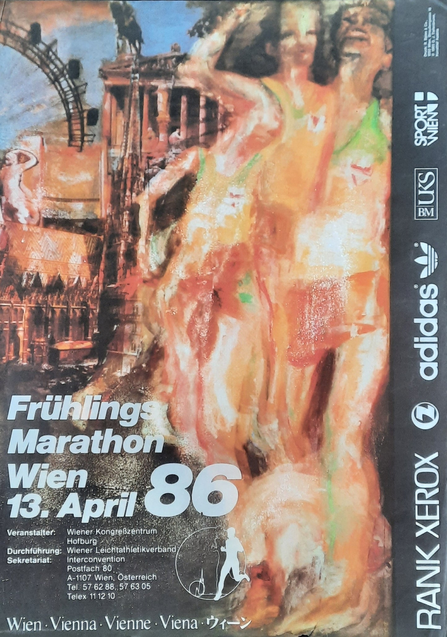 FRÜHLINGS MARATHON - SPRING MARATHON Original Advertising Poster 1986 Vienna Austria 1
