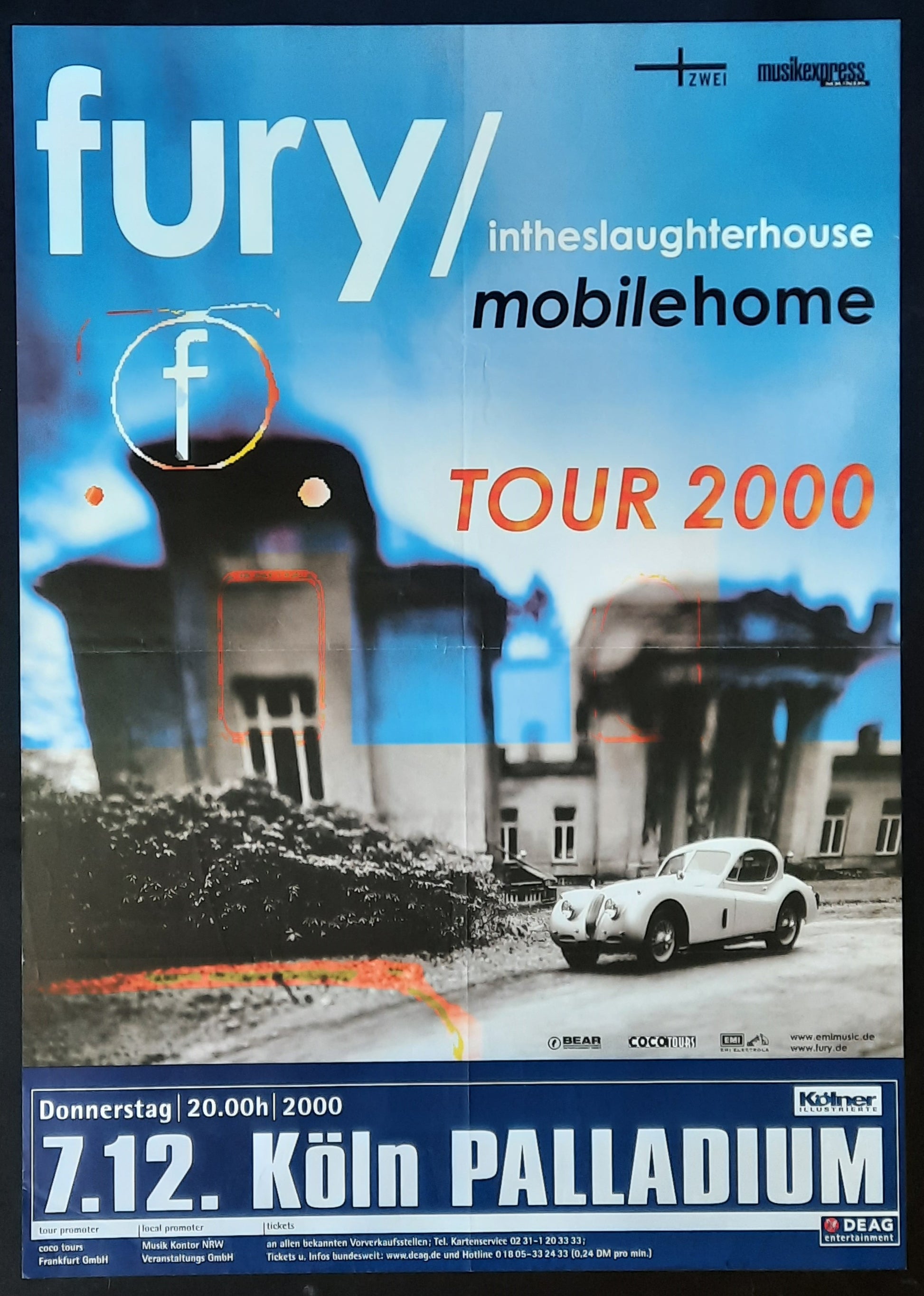 FURY IN THE SLAUGHTERHOUSE  Original Concert Poster December 7, 2000 Cologne Germany 1