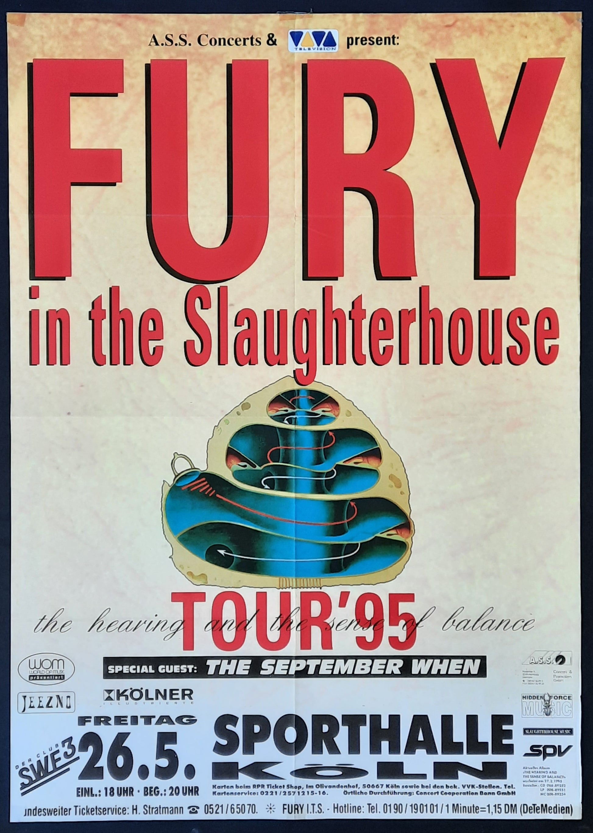 FURY IN THE SLAUGHTERHOUSE  Original Concert Poster May 26, 1995 Cologne Germany 1