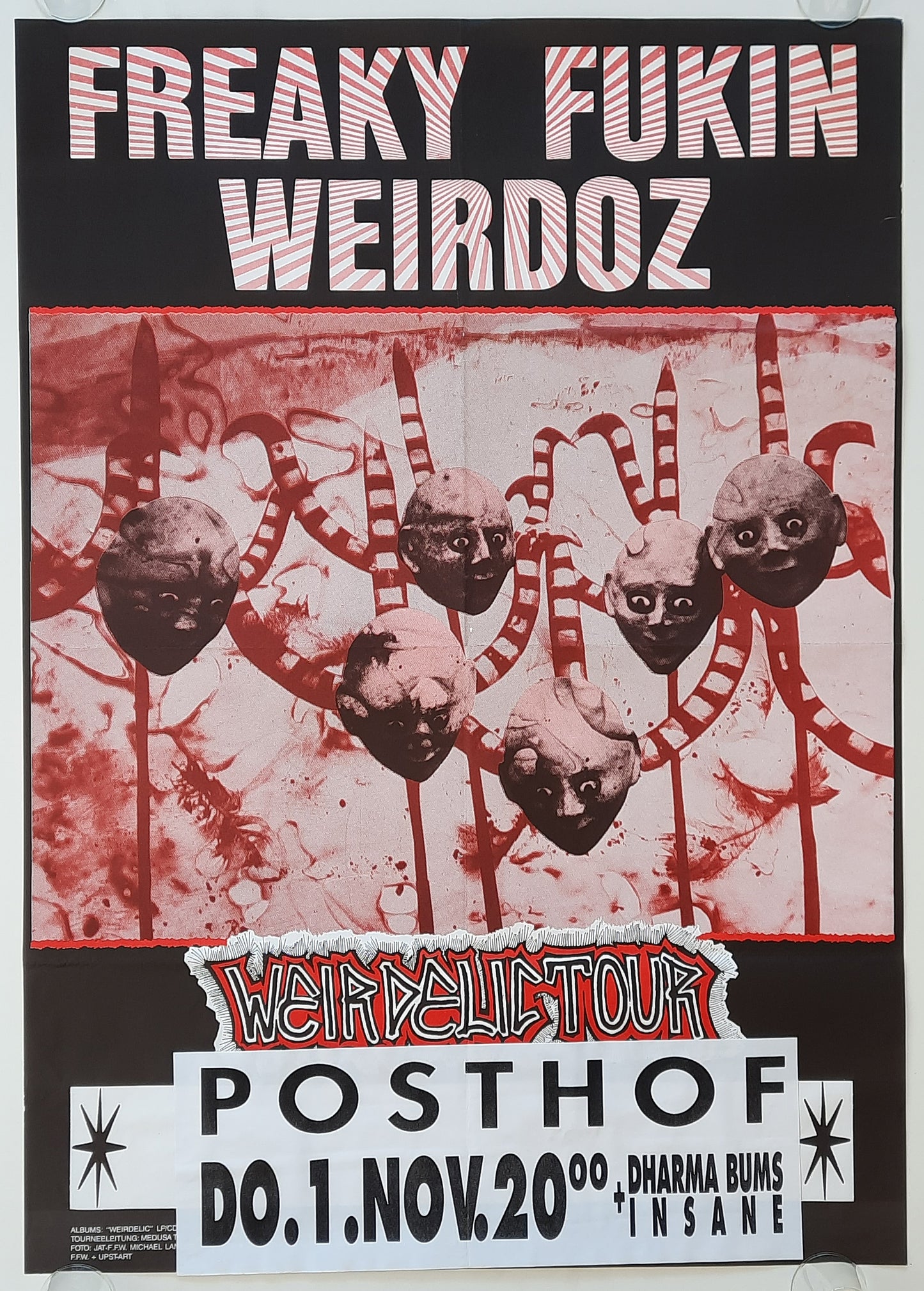 FREAKY FUKIN WEIRDOZ 1990 Concert Poster Nov 1st Linz Austria 1st print