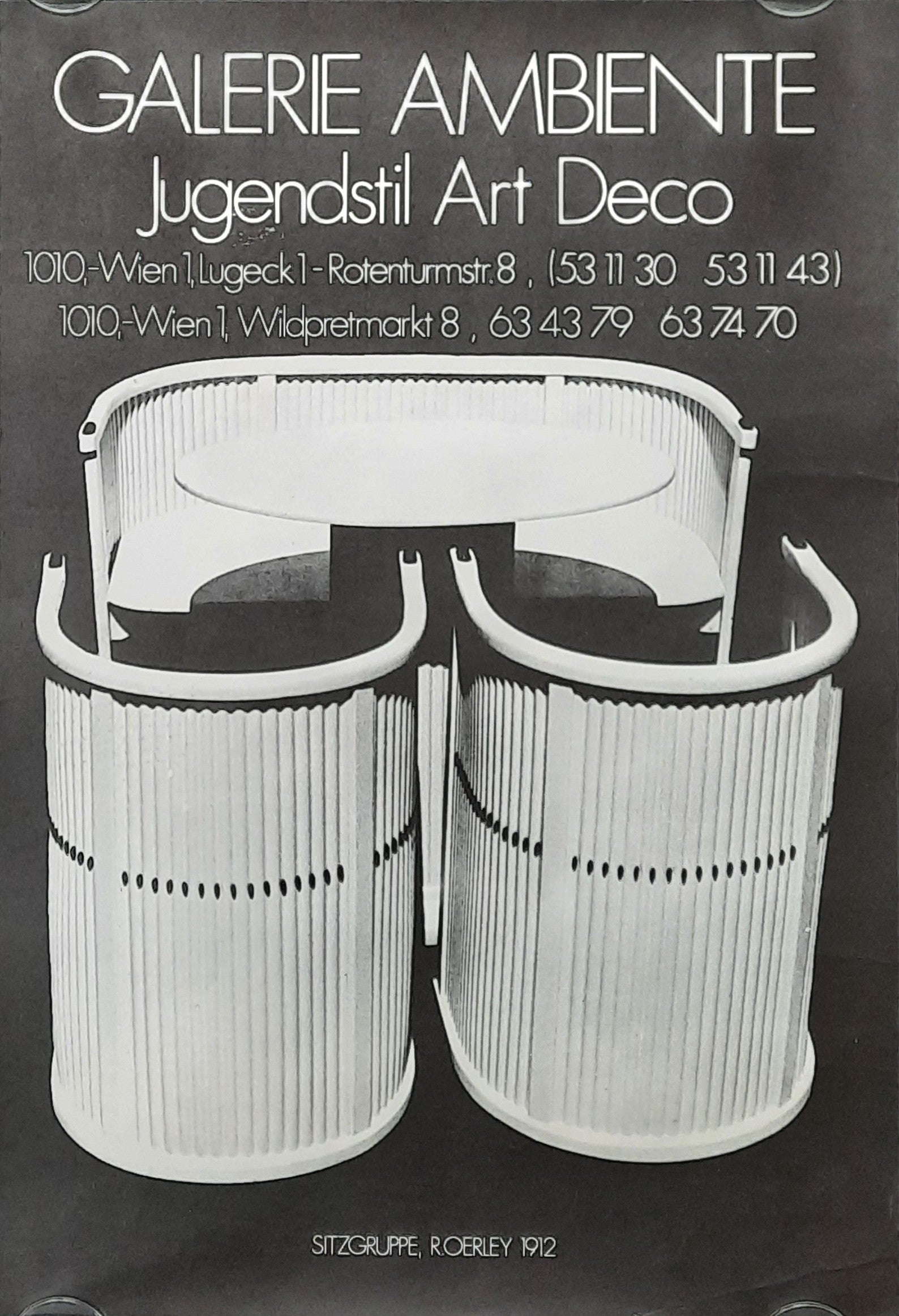 GALERIE AMBIENTE Original Advertising Poster 1980 Jugendstil Vienna Austria R. OERLEY