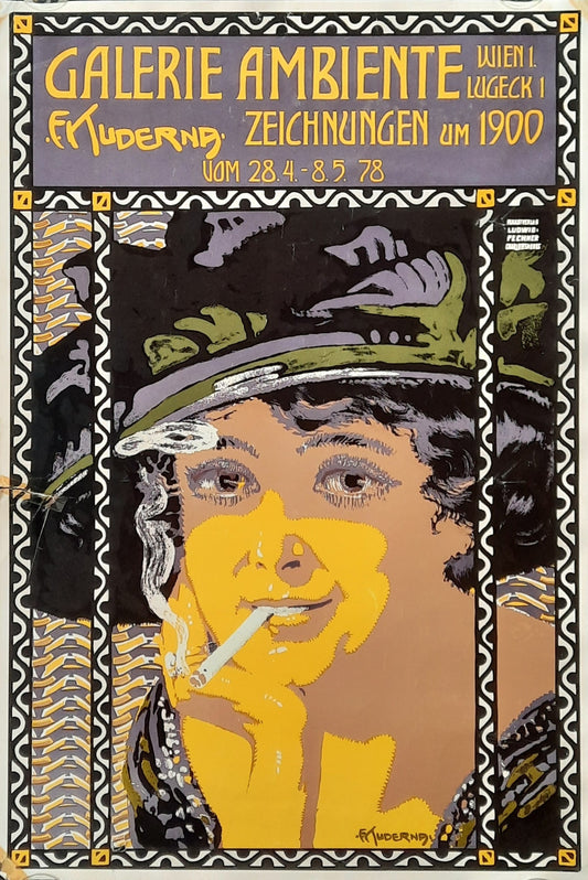 GALERIE AMBIENTE Original Exhibition Poster 1978 Jugendstil Vienna Austria F. KUNDERA