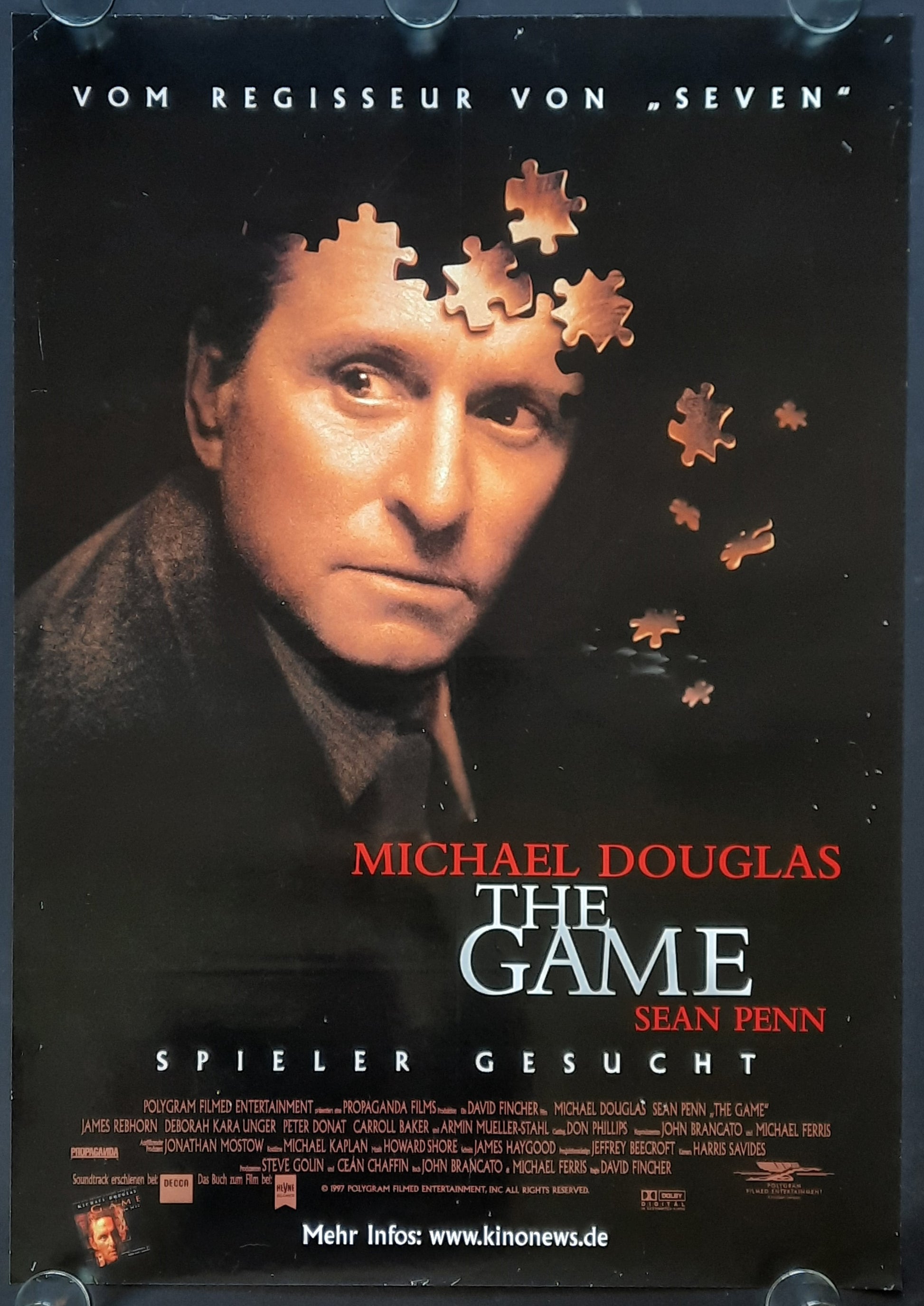 GAME Original Movie Poster 1997 Douglas Penn German 1-Sheet ROLLED