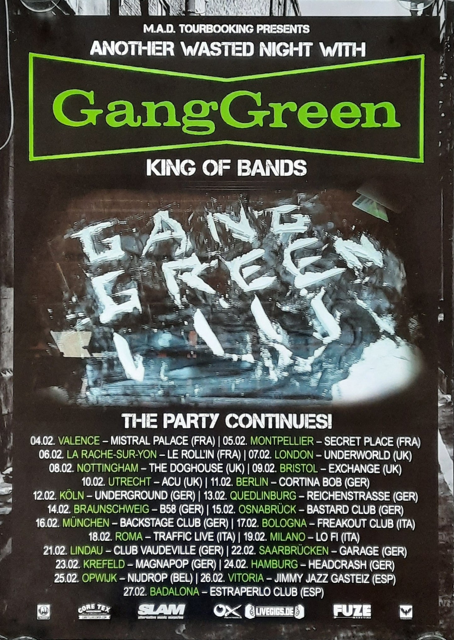 GANG GREEN Original Concert Poster 2000s European Tour 50x70d (6) 1