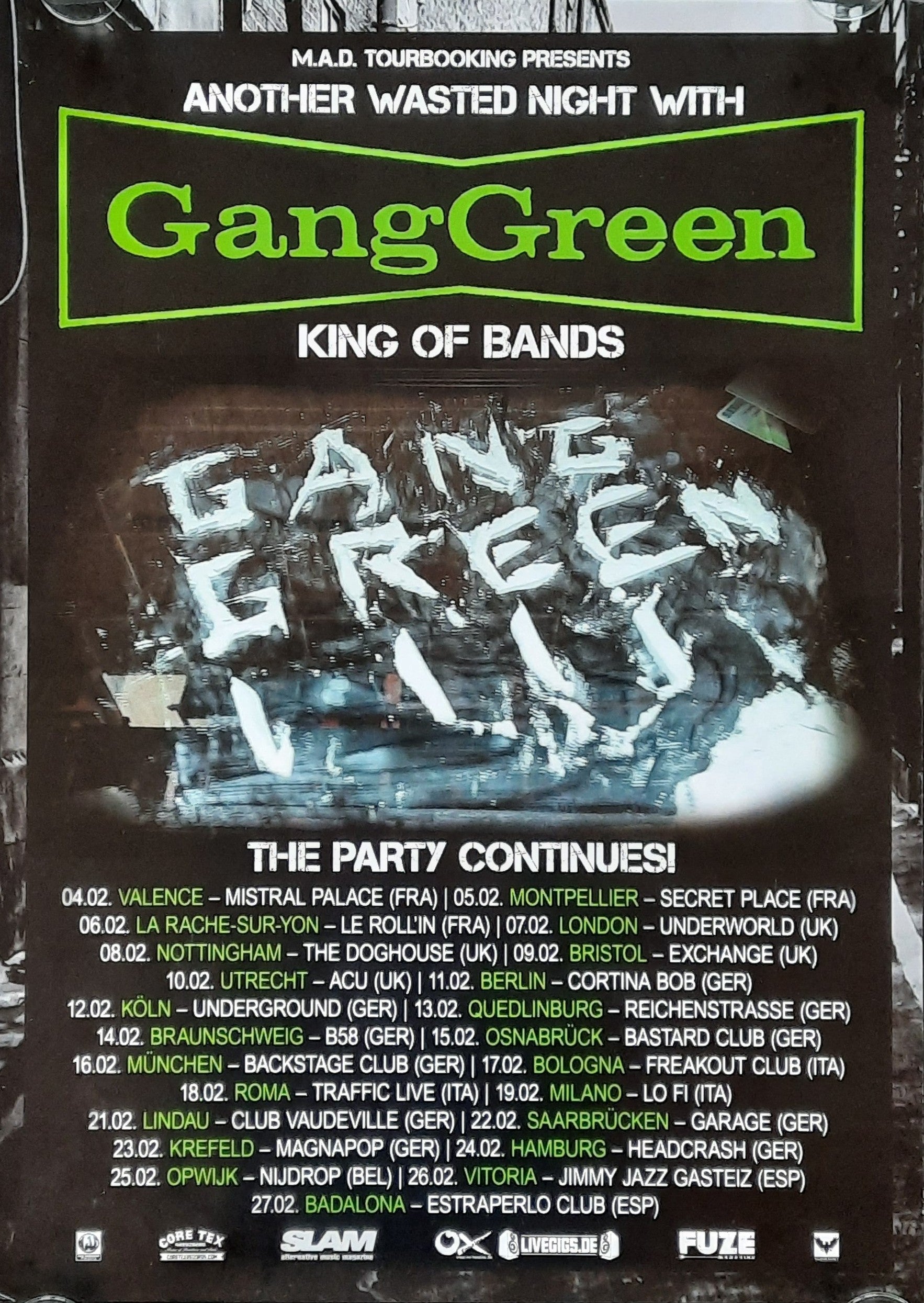 GANG GREEN Original Concert Poster 2000s European Tour 50x70d (6) 1