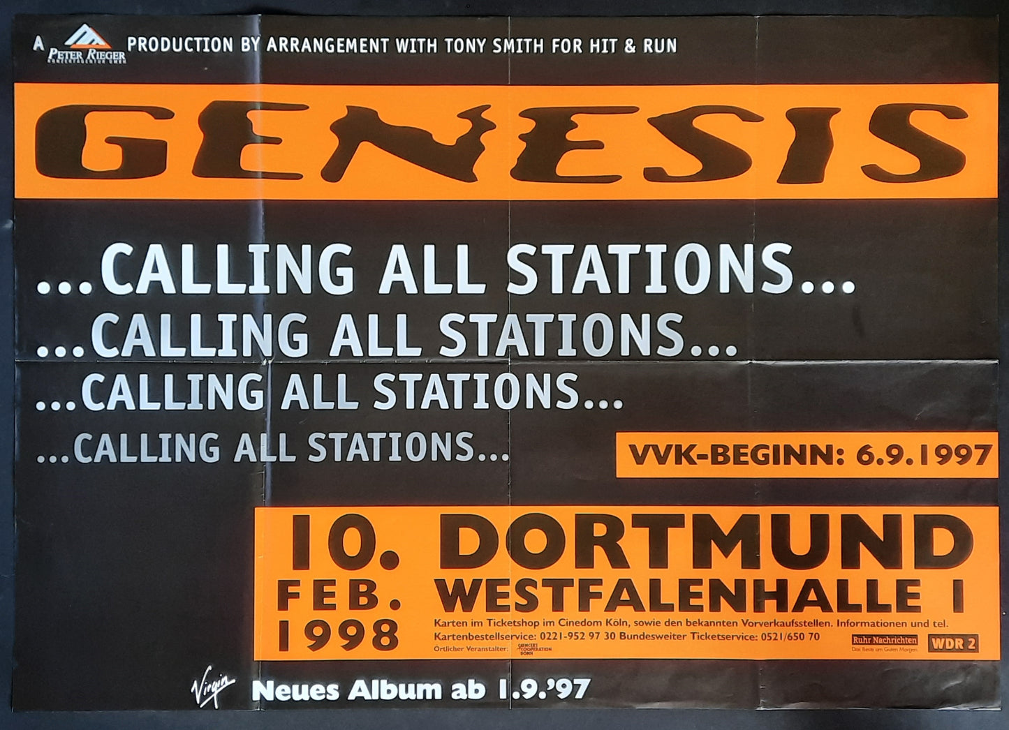 GENESIS Original Concert Poster February 10, 1998 Dortmund Germany 1