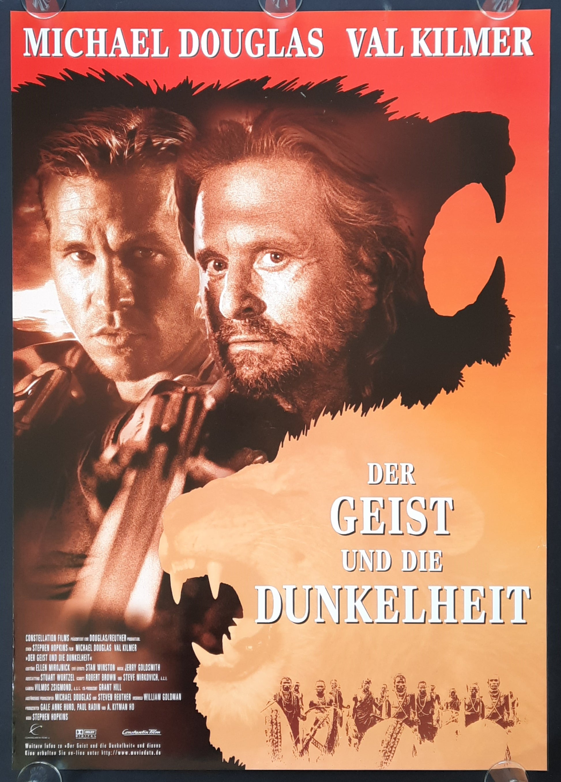 GHOST AND THE DARKNESS Original Movie Poster 1996 Douglas Kilmer German 1-Sheet ROLLED