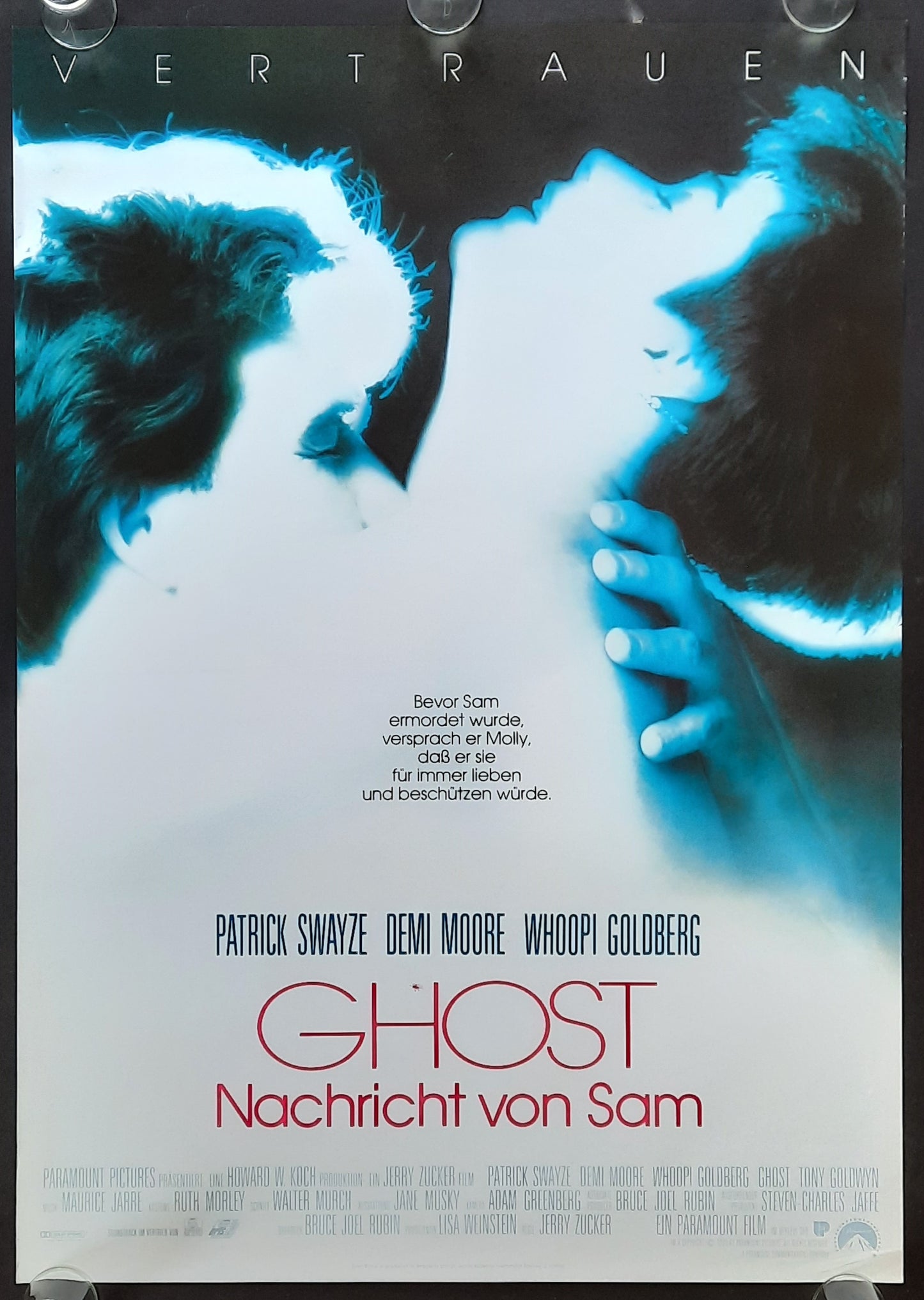 GHOST Original Movie Poster 1990 Swayze Moore Goldberg German 1-Sheet ROLLED
