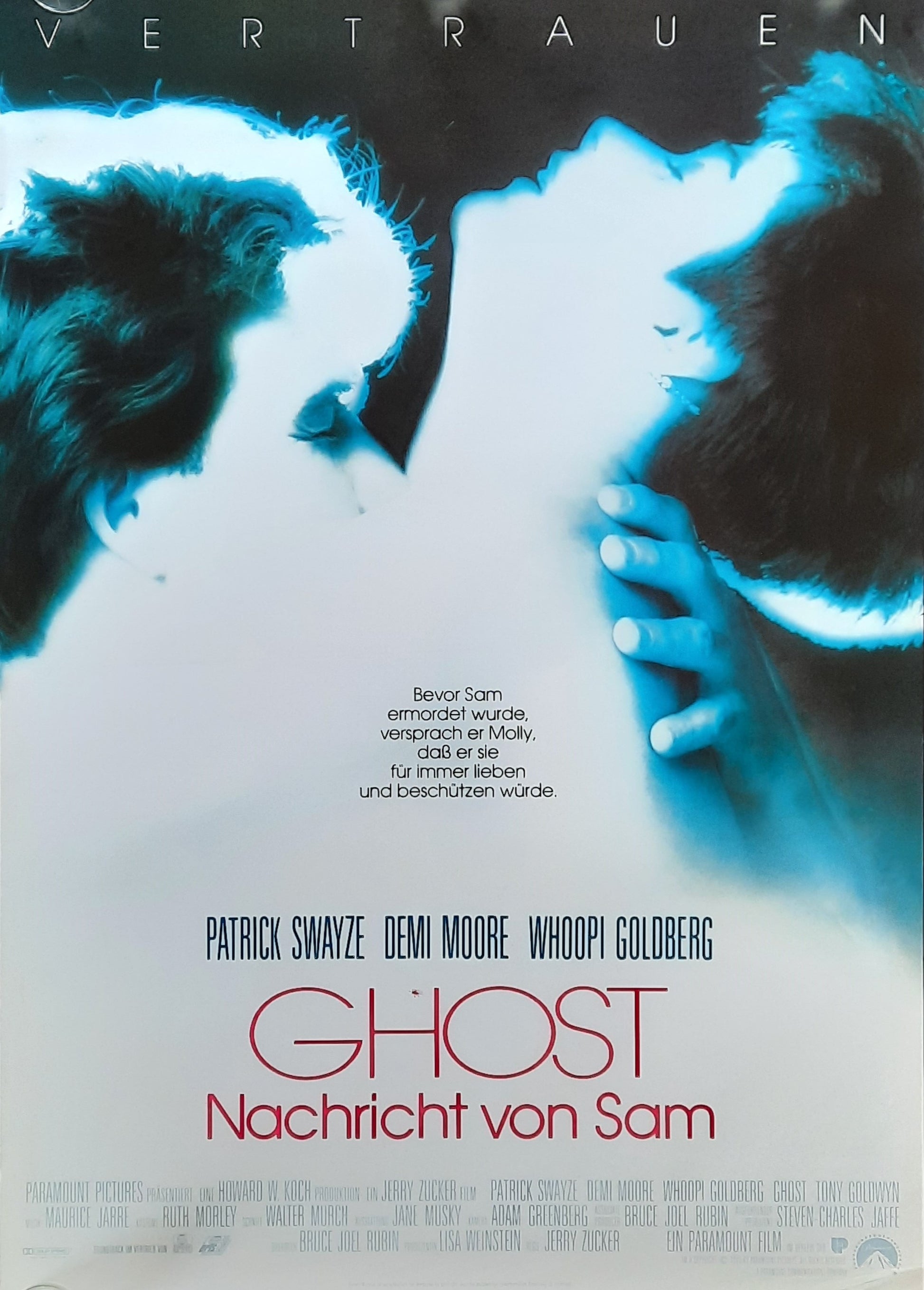 GHOST Original Movie Poster 1990 Swayze Moore Goldberg German 1-Sheet ROLLED 1