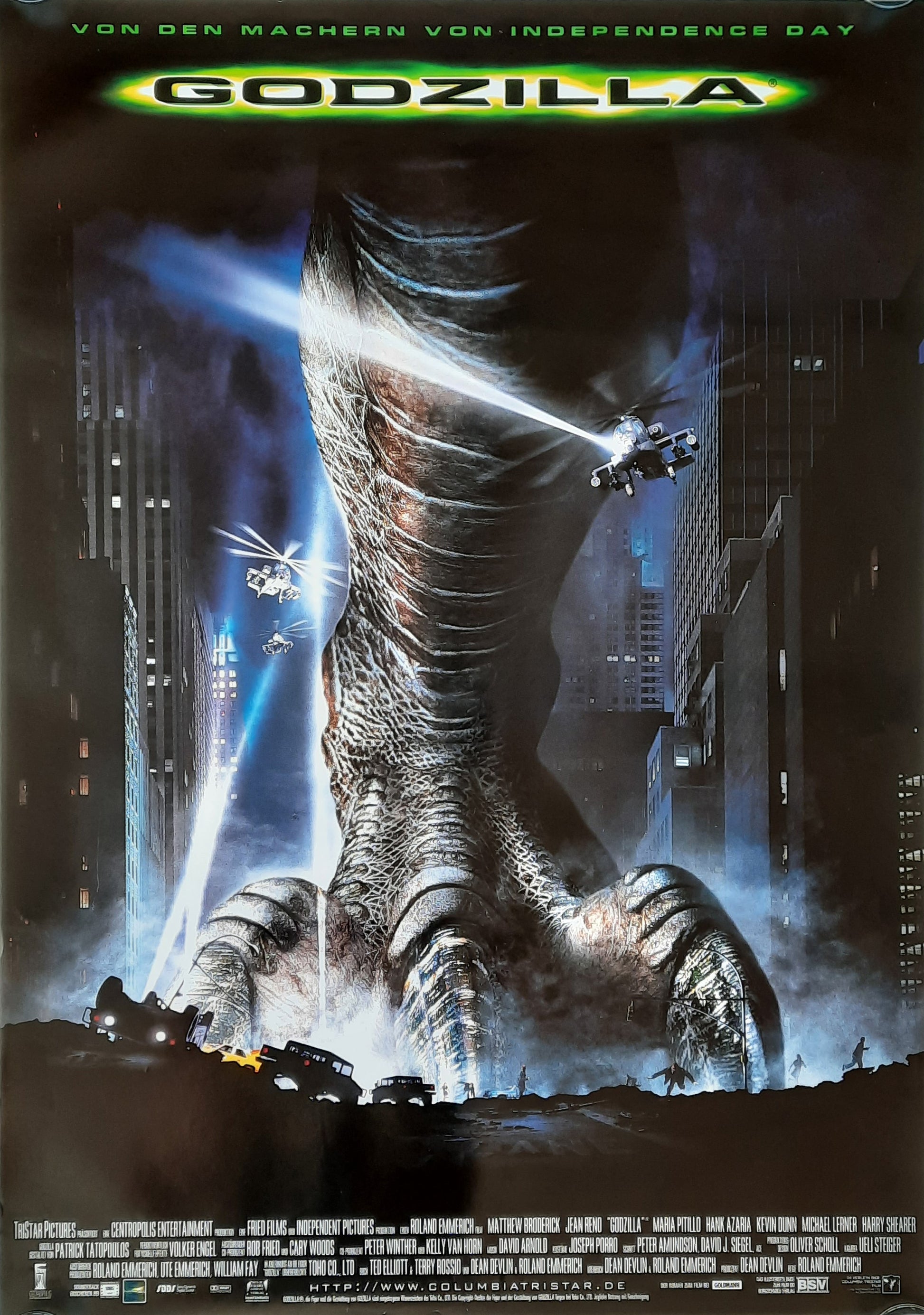 GODZILLA Original Movie Poster 1998 R. Emmerich Jean Reno German 1-Sheet ROLLED