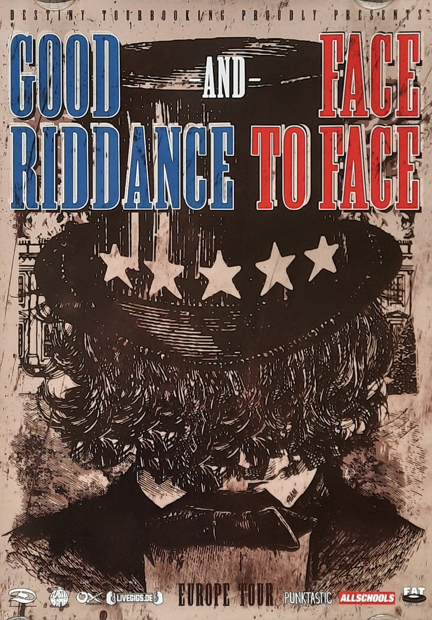 GOOD RIDDANCE - FACE TO FACE Original Concert Poster 2000s European Tour